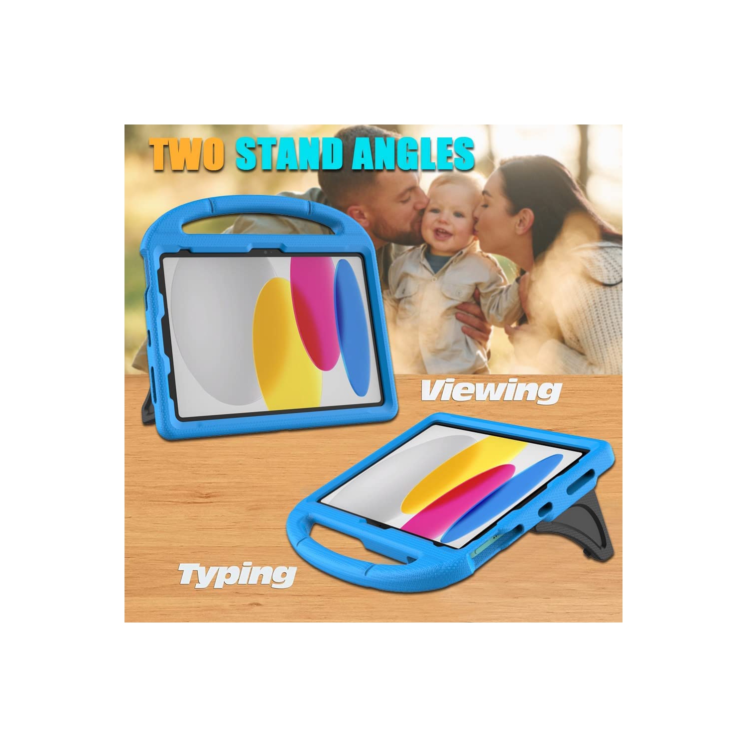 Kids Case for iPad 10th Generation 10.9 Inch 2022, L iPad Air 5th/4th Generation Case, iPad Pro 11 Inch Case Lightweight Shockproof with Handle Stand