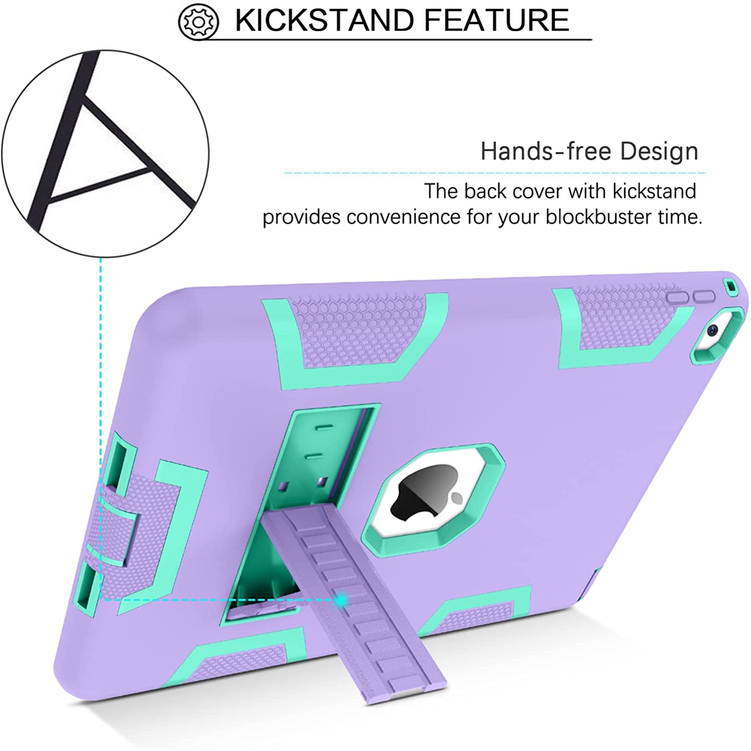 B iPad – Étui pour Air 2, iPad Air 2e génération, étui iPad Air 2, coque hybride rigide en silicone souple, béquille en silicone robuste, protecteur