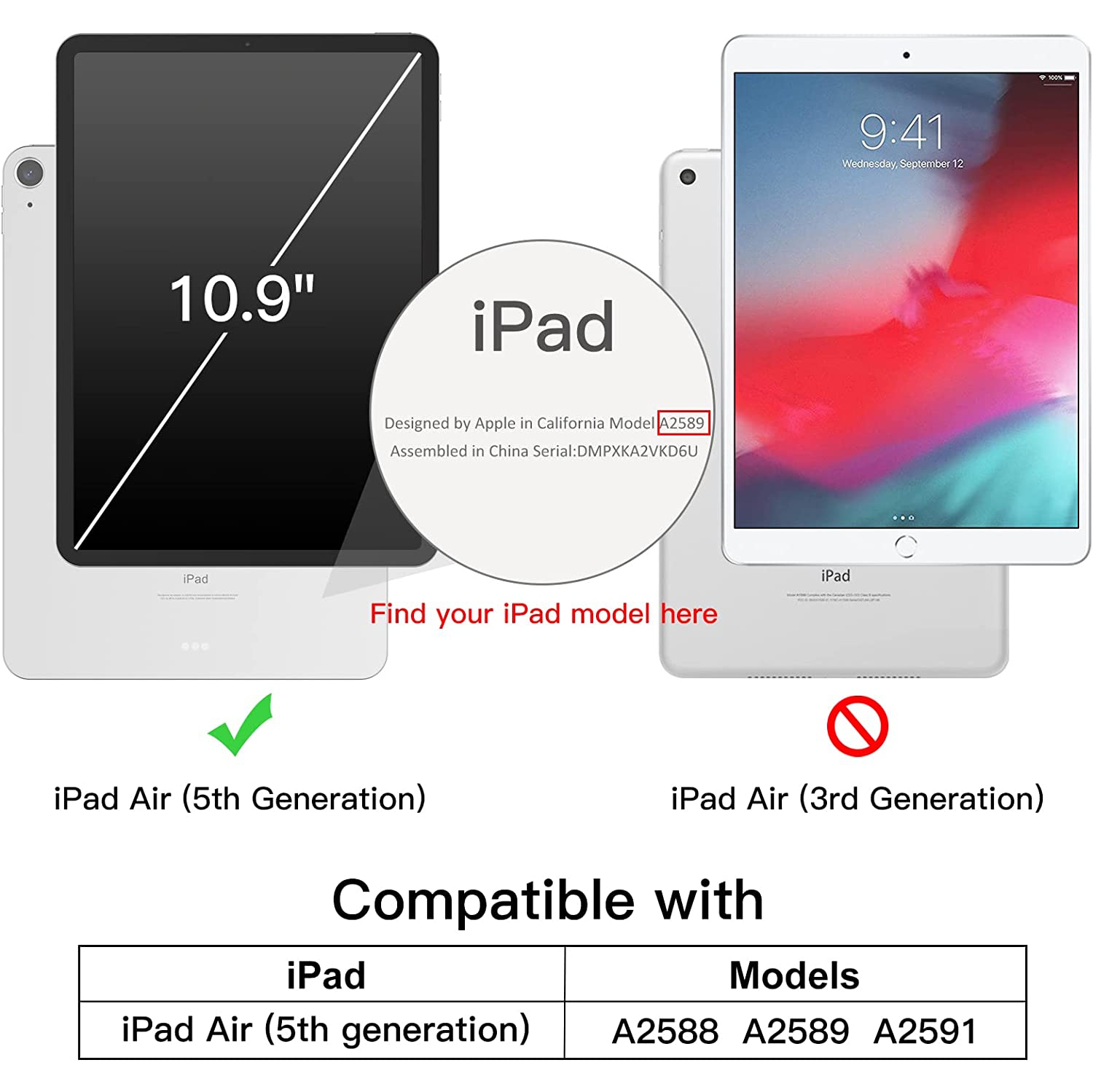 J Case for iPad Air 5, Slim Stand Hard Back Shell Cover with Auto Wake/Sleep (Black)