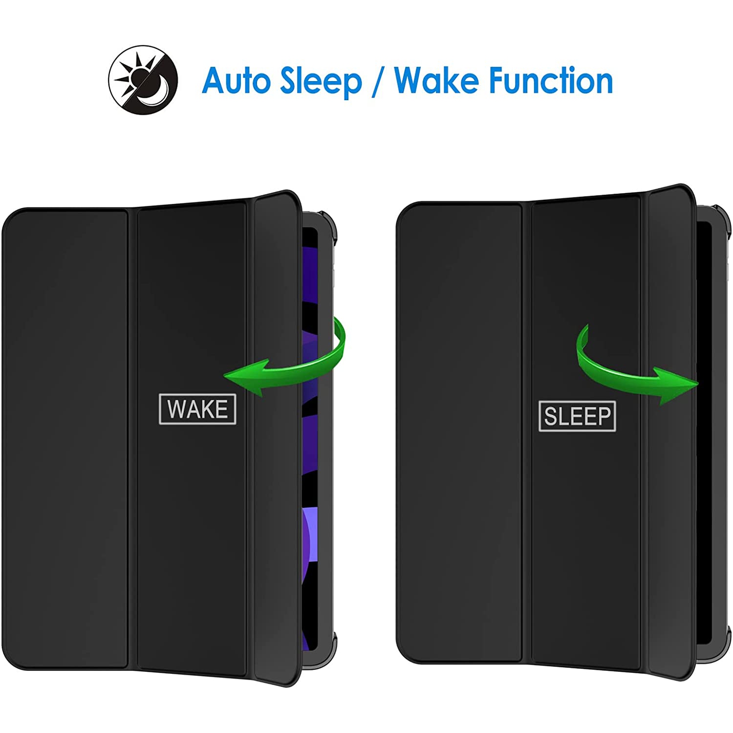 J Case for iPad Air 5, Slim Stand Hard Back Shell Cover with Auto Wake/Sleep (Black)