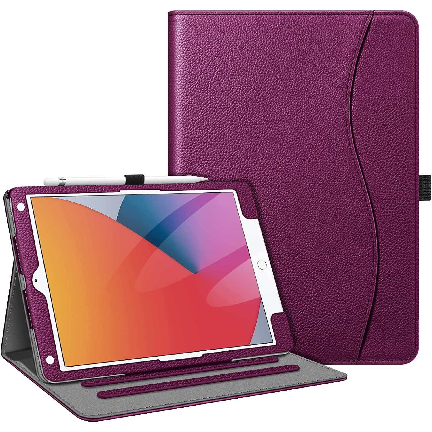 F Case for iPad 9th / 8th / 7th Generation 10.2 Inch - [Corner Protection] Multi-Angle Viewing Stand Cover with Pocket & Pencil Holder, Auto Wake