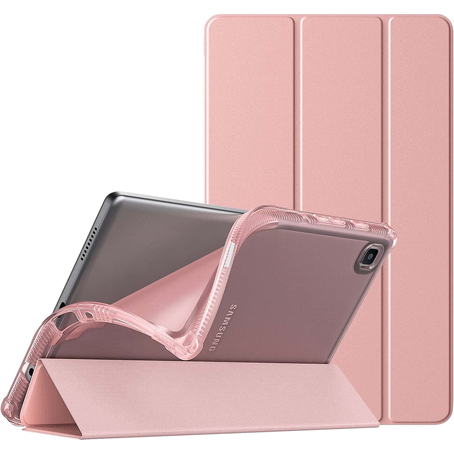 T Case for Samsung Galaxy Tab A7 Lite 8.7 2021 (SM-T220/ T225/T227) Tablet, Slim TPU Translucent Frosted Back Protective Cover Shell, Tri-Fold Stand Cover Fit Galaxy Tab A7 Lite 8.