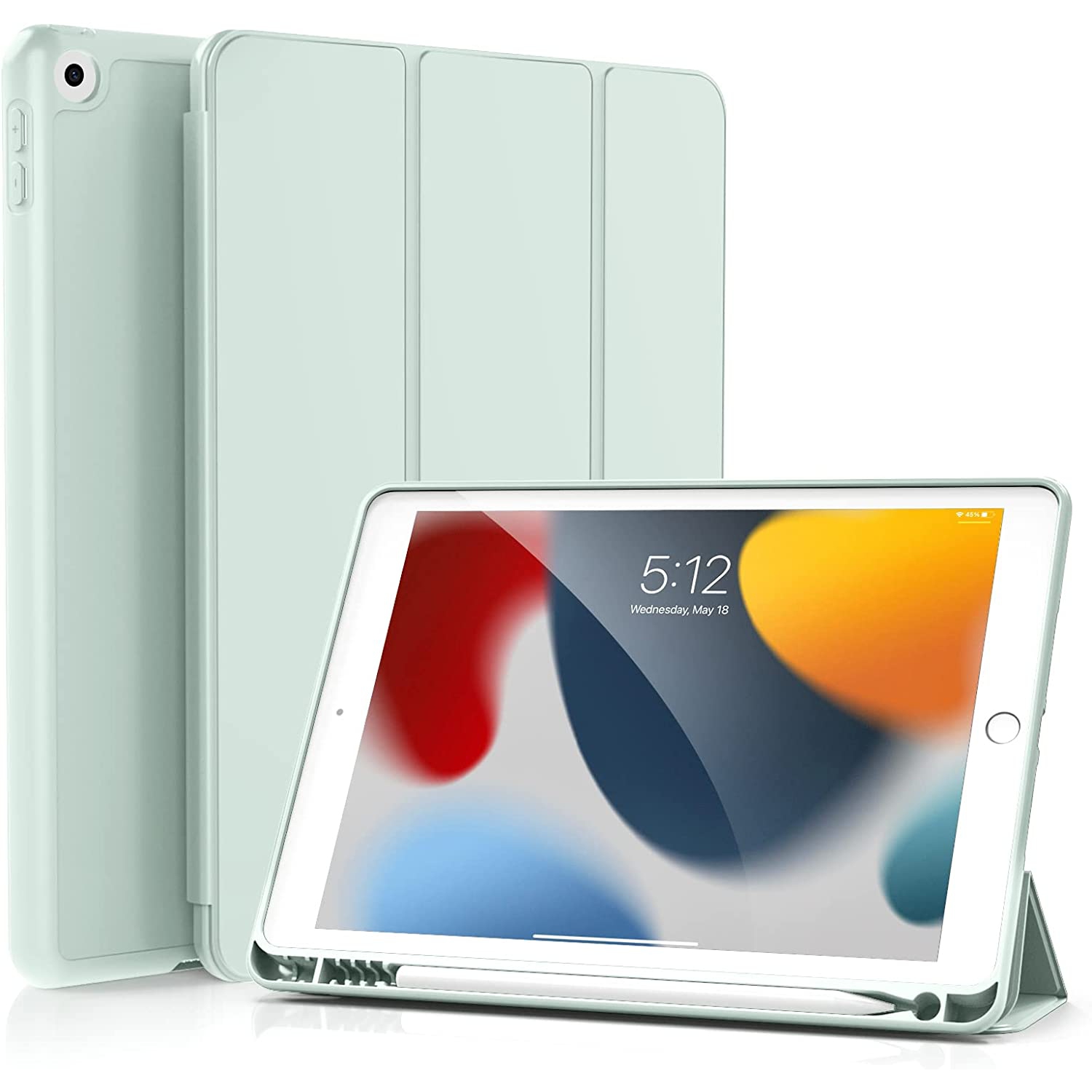 K iPad 10.2 Case for iPad 9th Generation 2021 / iPad 8th Generation 2020 / iPad 7th Gen 2019 with Pencil Holder, Auto Sleep/Wake for Slim Soft Back