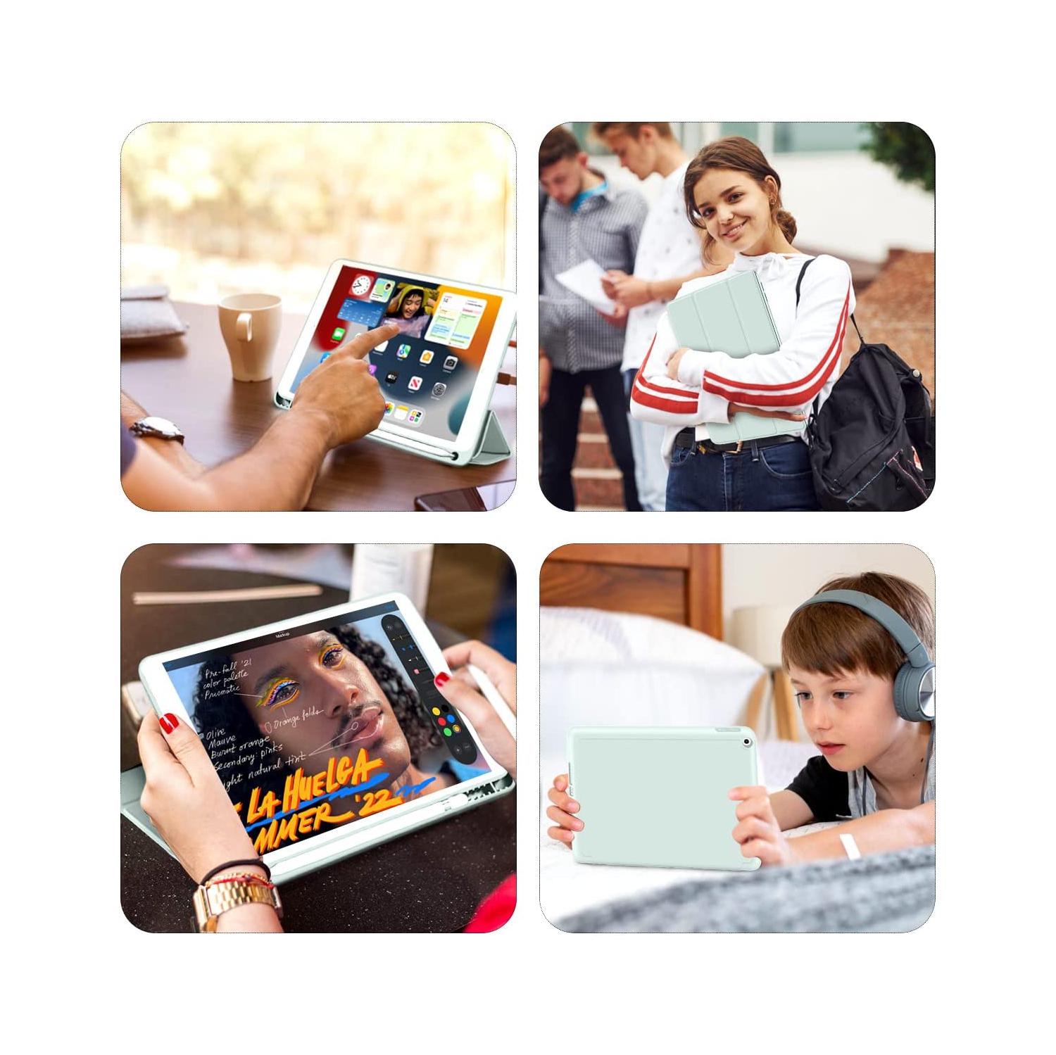 K iPad 10.2 Case for iPad 9th Generation 2021 / iPad 8th Generation 2020 / iPad 7th Gen 2019 with Pencil Holder, Auto Sleep/Wake for Slim Soft Back