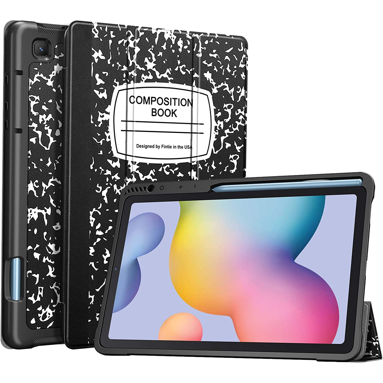 F Slim Case for Samsung Galaxy Tab S6 Lite 10.4 inch 2022/2020 Model (SM-P610/P613/P615/P619) with Built-in S Pen Holder, Soft TPU Smart Stand Back Cover Auto Wake/Sleep (Compositi