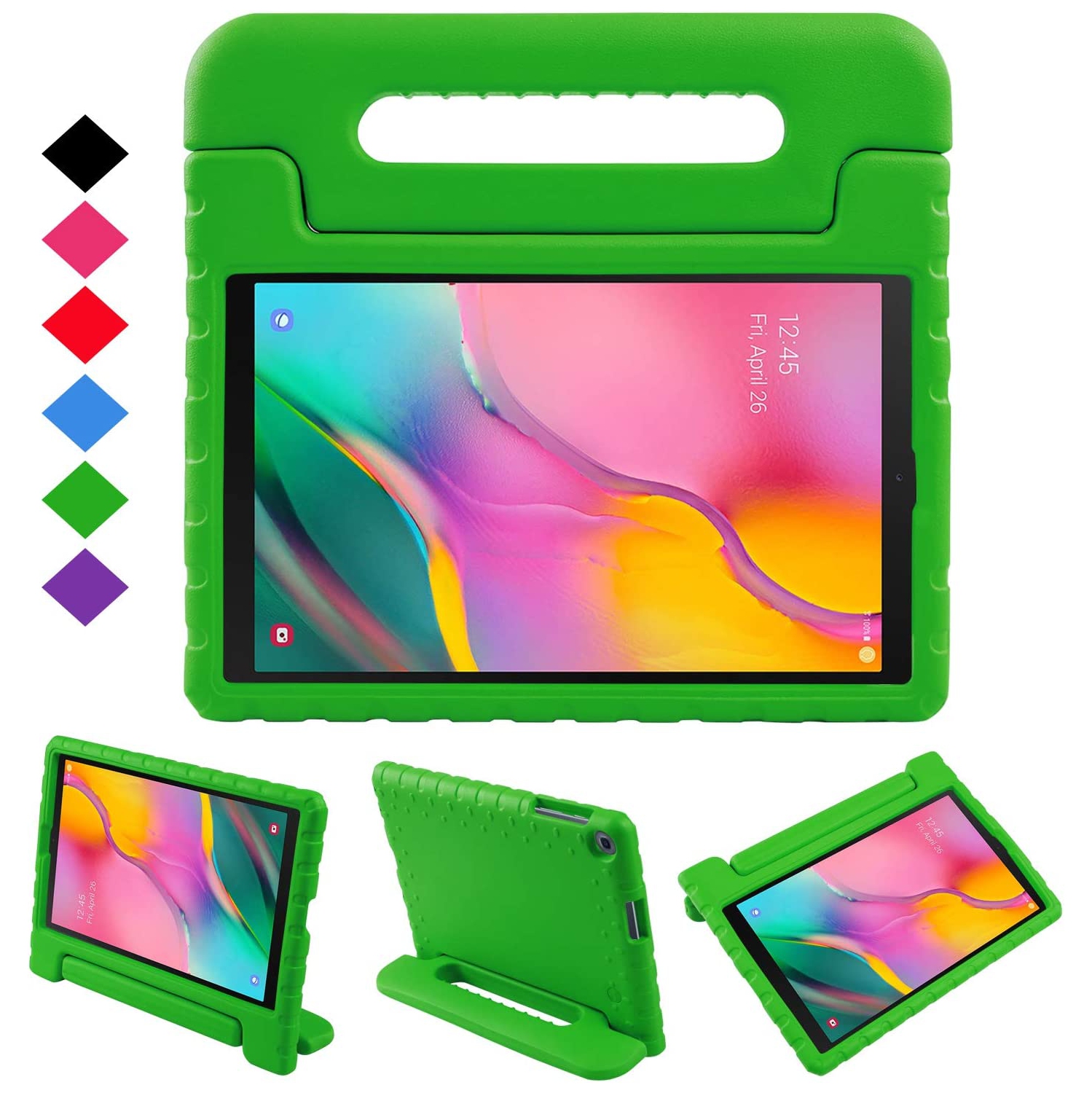 N Kids Case for Tab A 10.1 2019, Shockproof Light Weight Protection Handle Stand Case for Samsung Galaxy Tab A 10.1 Inch (SM-T510/T515) Tablet 2019 Release (Green)