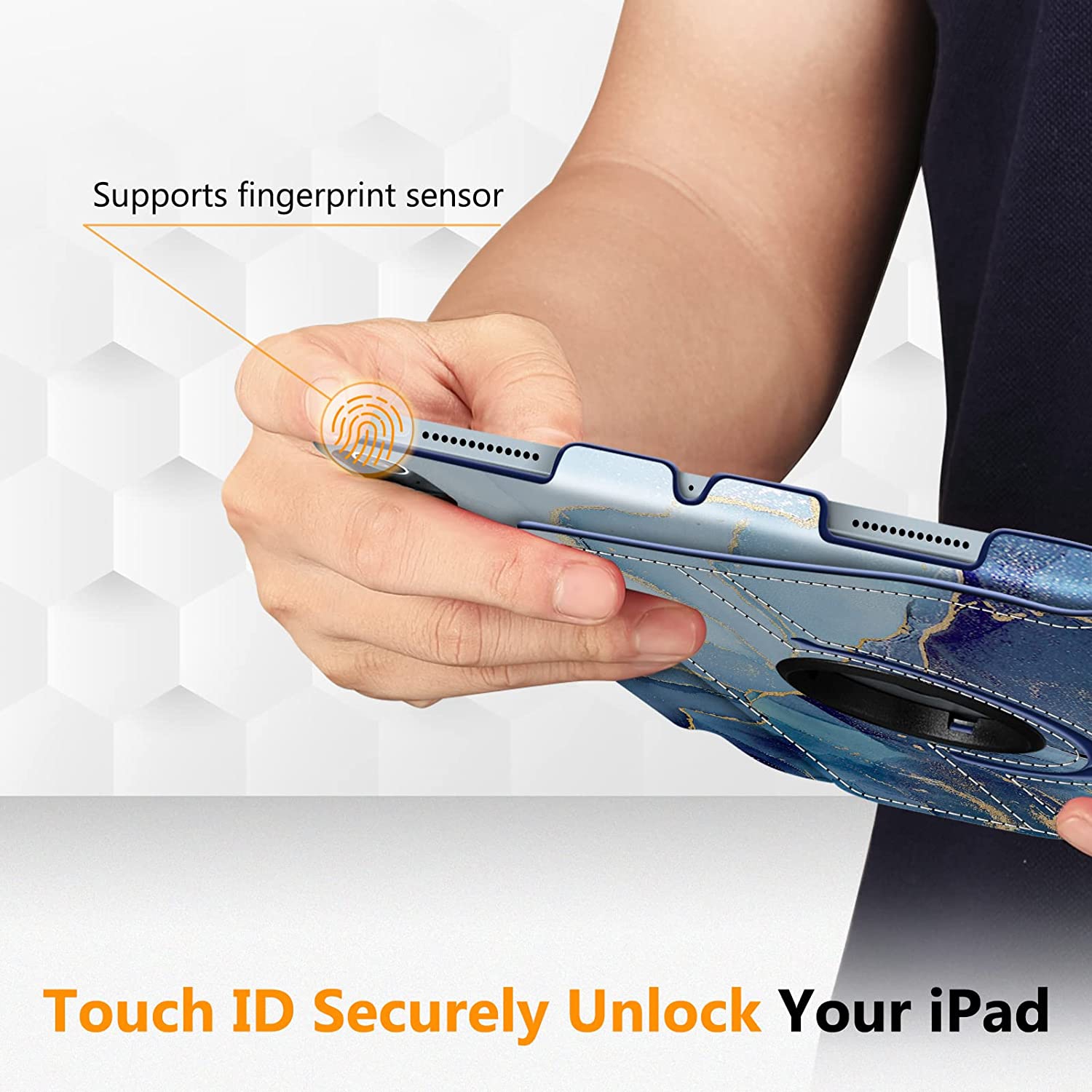 F Rotating Case for iPad Air 5th Generation / iPad Air 4th Generation (2020) 10.9 Inch with Pencil Holder - 360 Degree Rotating Stand Cover with Auto