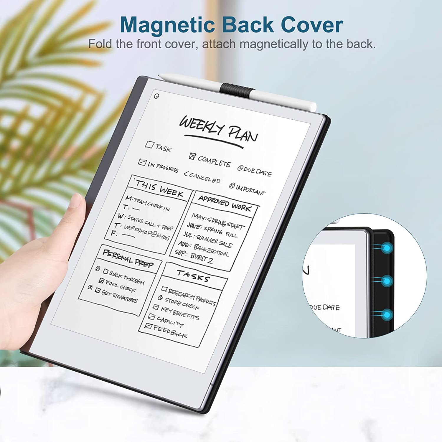 F Étui mince pour tablette de papier numérique remarquable 2 10.3 po - Étui folio léger en cuir pu de qualité supérieure avec porte-stylo, pas