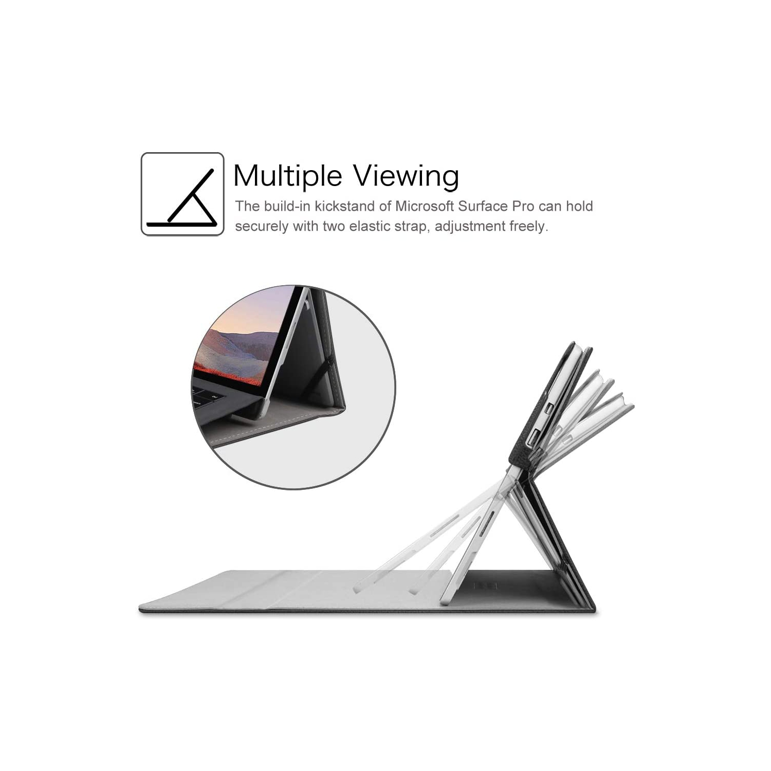 F Case for New Microsoft Surface Pro 7 / Pro 6 / Pro 5 / Pro 4 / Pro 3 12.3 Inch Tablet - Multiple Angle Viewing Portfolio Business Cover, Compatible