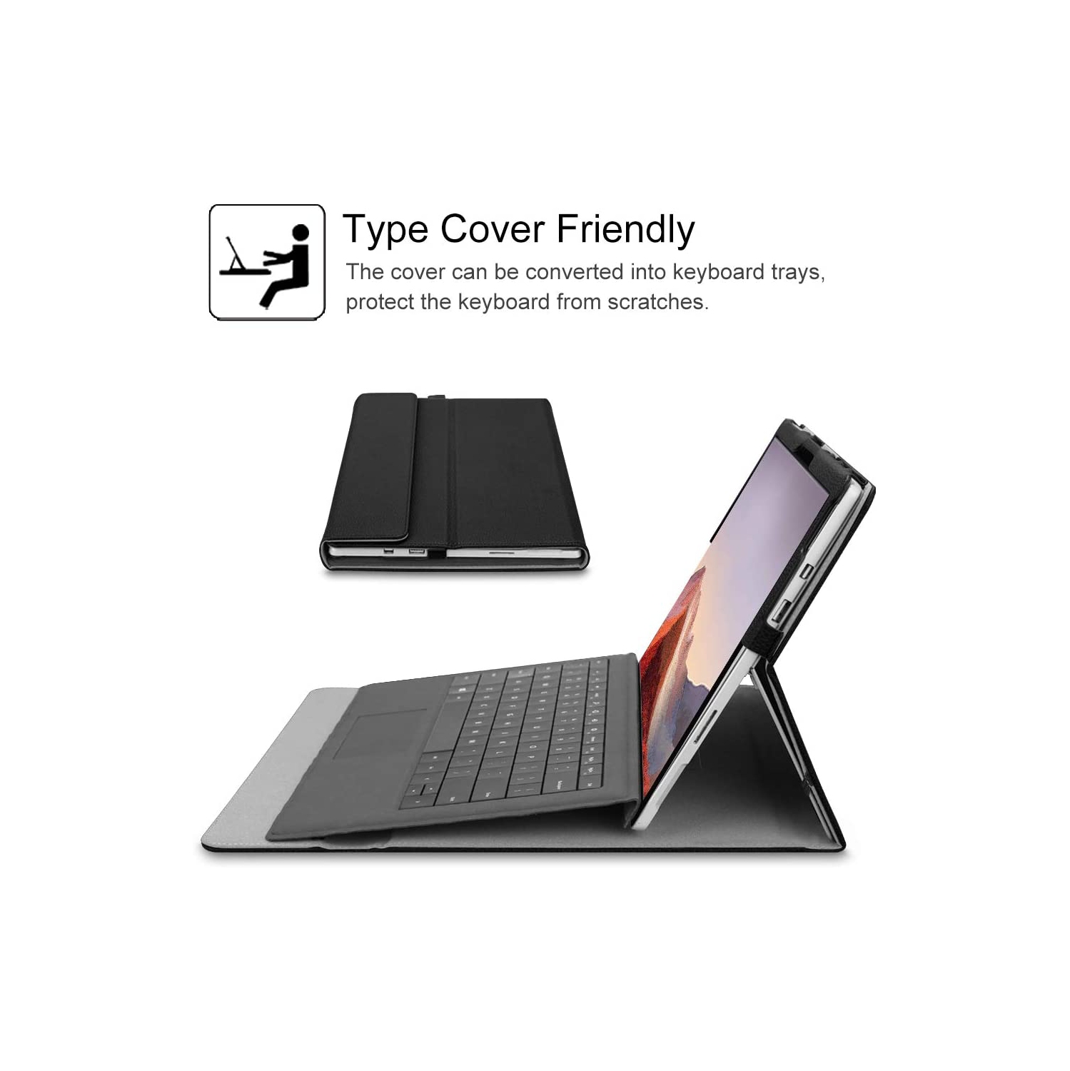 F Case for New Microsoft Surface Pro 7 / Pro 6 / Pro 5 / Pro 4 / Pro 3 12.3 Inch Tablet - Multiple Angle Viewing Portfolio Business Cover, Compatible