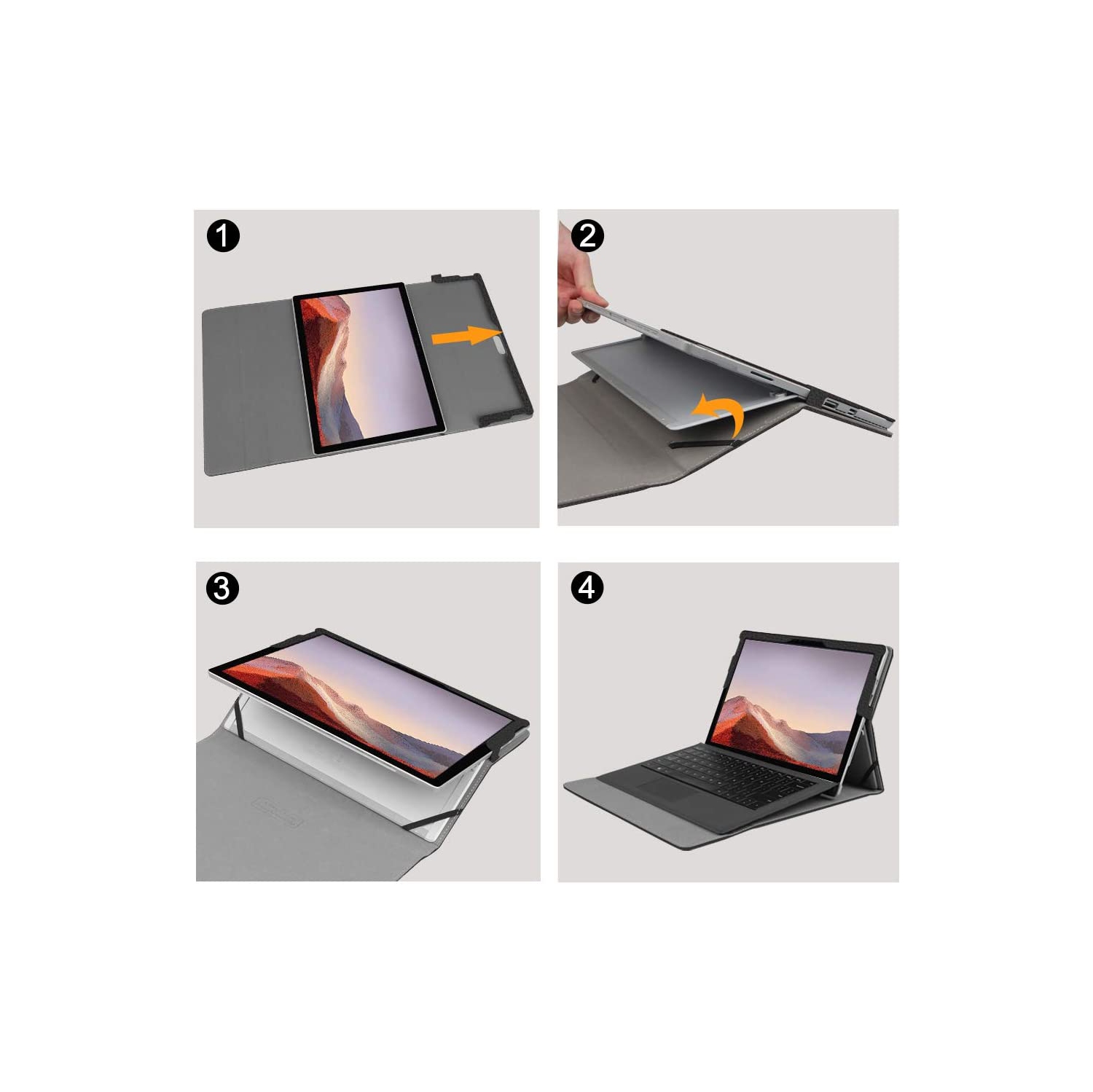 F Case for New Microsoft Surface Pro 7 / Pro 6 / Pro 5 / Pro 4 / Pro 3 12.3 Inch Tablet - Multiple Angle Viewing Portfolio Business Cover, Compatible