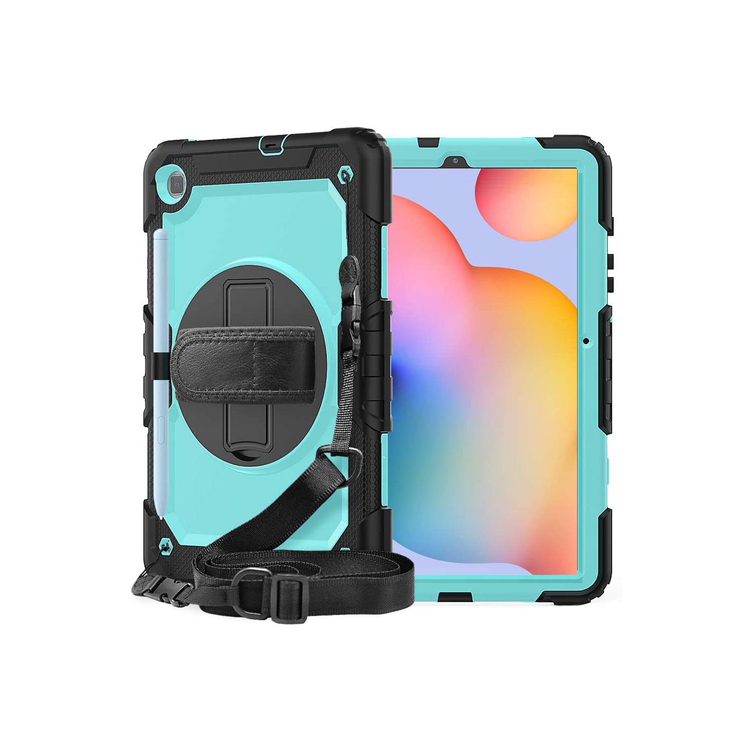Samsung Tab S6 Lite Case 10.4 Inch 2022 with Screen Protector S Heavy Duty Shockproof Protective Case with 360 Rotate Stand Handle Shoulder Strap for Tab S6 Lite SM-P610/P615 202