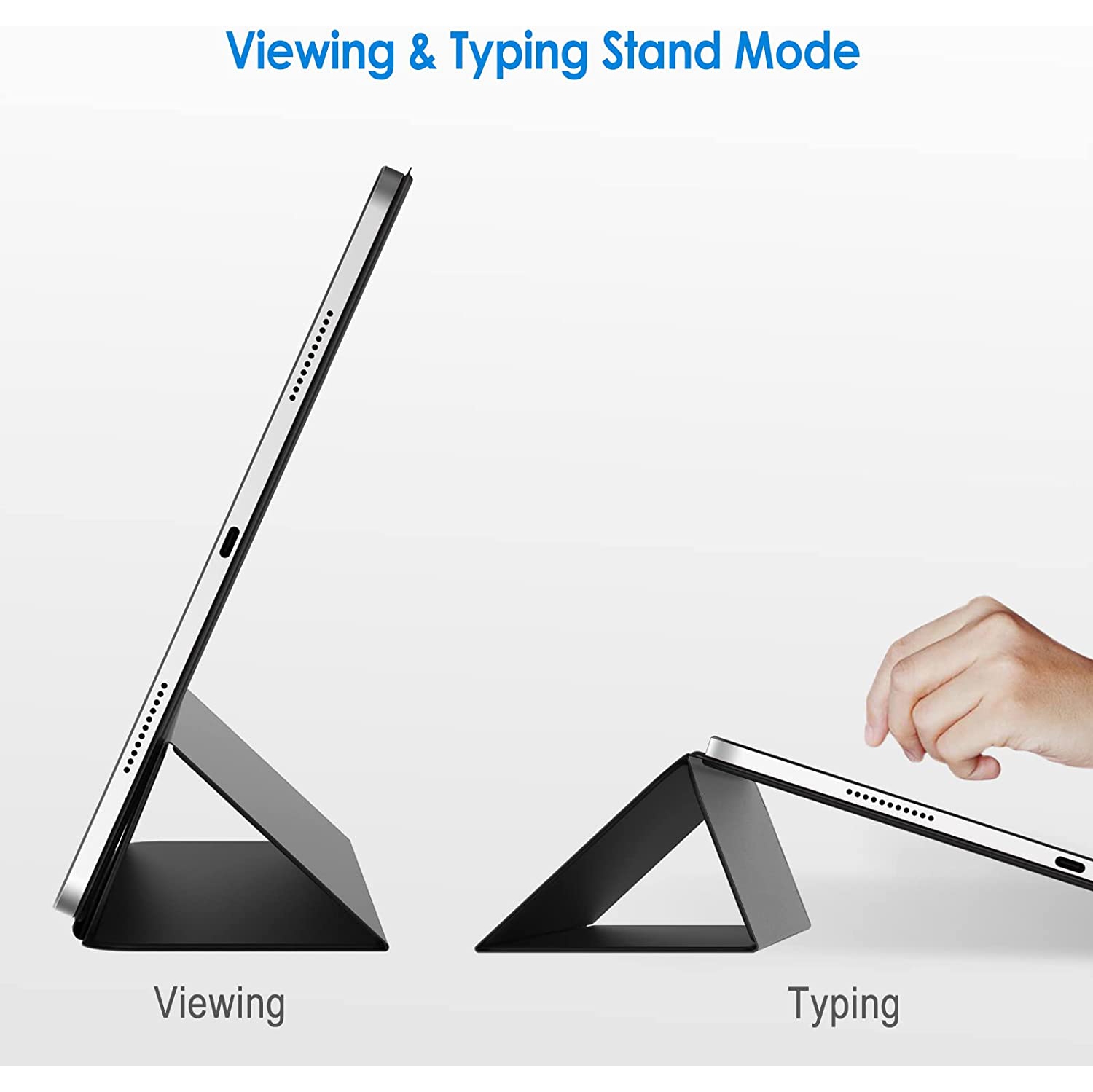 J Magnetic Case for iPad Pro 12.9 Inch 2022/2021/2020/2018, Pencil 2nd Charging, Magnetic Attachment, Cover Auto Wake/Sleep (Black)