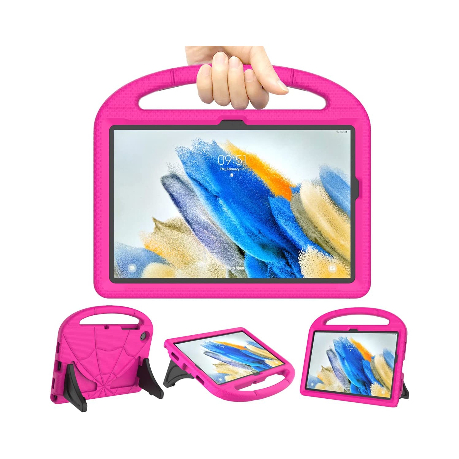 Kids Case for Samsung Galaxy Tab A8 10.5 Inch 2022, L Lightweight Shockproof Kid-Proof Cute Cover with Handle Kickstand for Galaxy Tab A8 10.5 Inch (SM-X200/X205/X207) - Pink