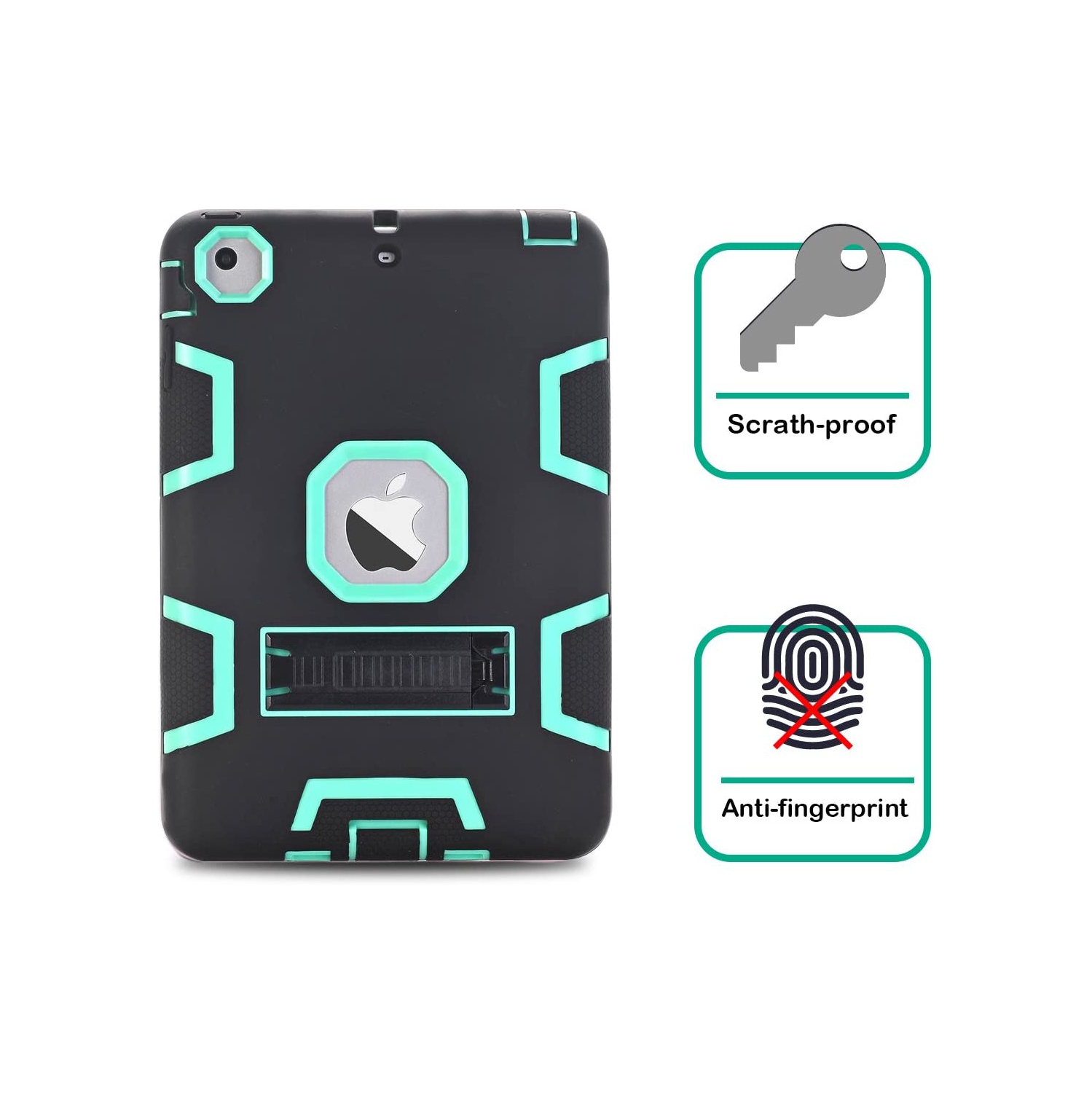 Mini étui iPad, mini étui iPad 2, étui iPad Mini 3, béquille robuste 3 en 1 Combo étui rigide en silicone pour iPad mini 1 2 3