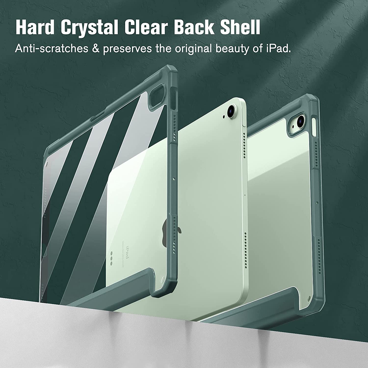 F Hybrid Slim Case for iPad Air 5th Generation / iPad Air 4th Generation (2020) 10.9 Inch - [Built-in Pencil Holder] Shockproof Cover with Clear