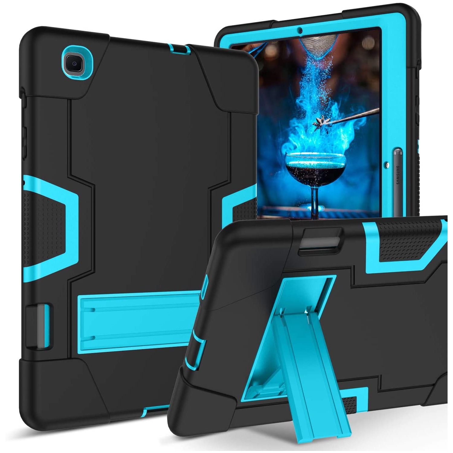 Galaxy Tab S6 Lite Case Y Samsung Tab S6 Lite Cases with Pencil Holder 3 in 1 Rubber Shockproof Heavy Duty Full Body Protective Hybrid Bumper Kickstand Tablet Covers for Samsung Ga