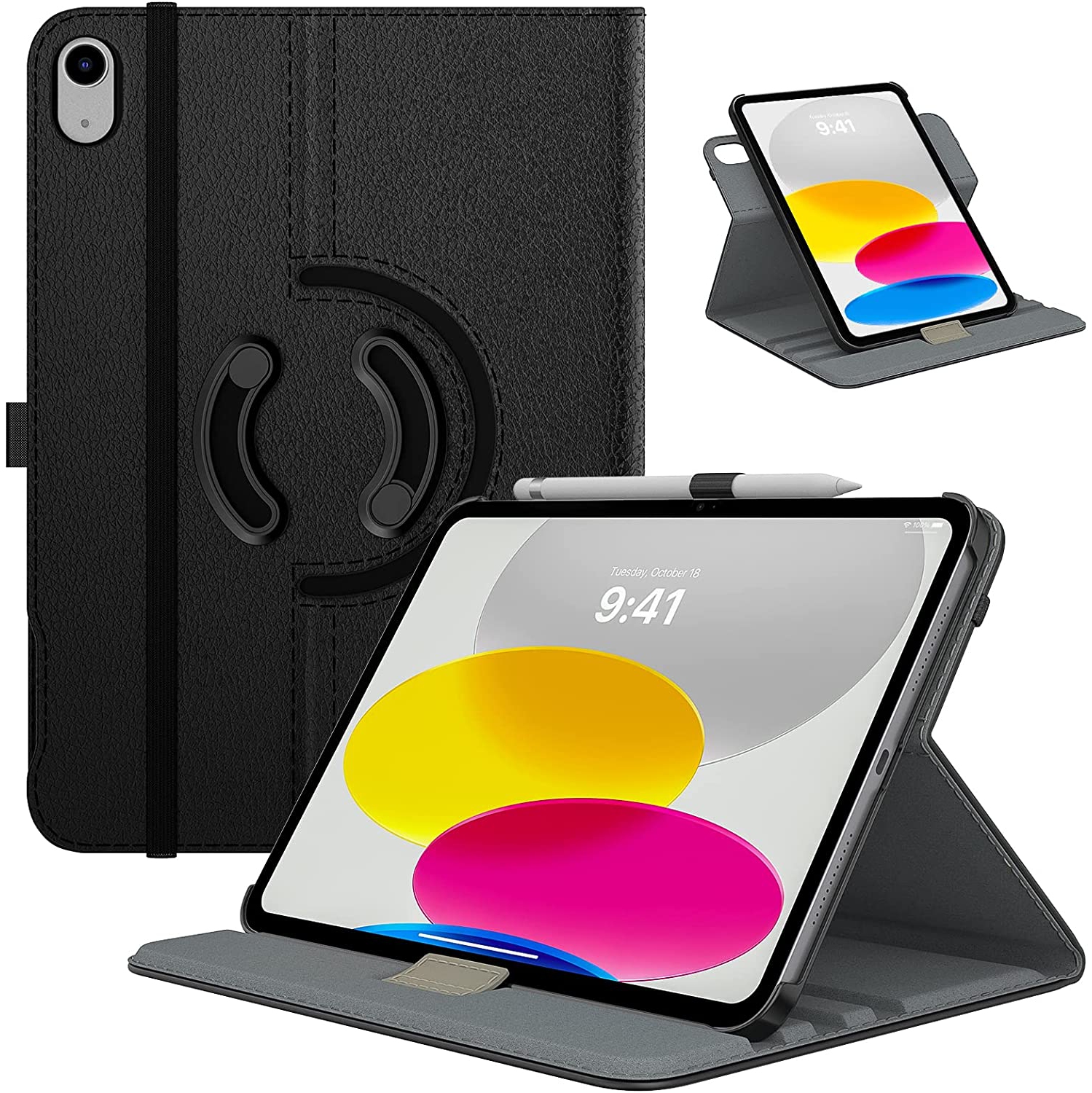 T Rotating Case for iPad 10th Generation 2022, iPad 10.9 inch Case, 90 Degree Rotating Smart Stand Cover for iPad 10, Protective Leather Cover with