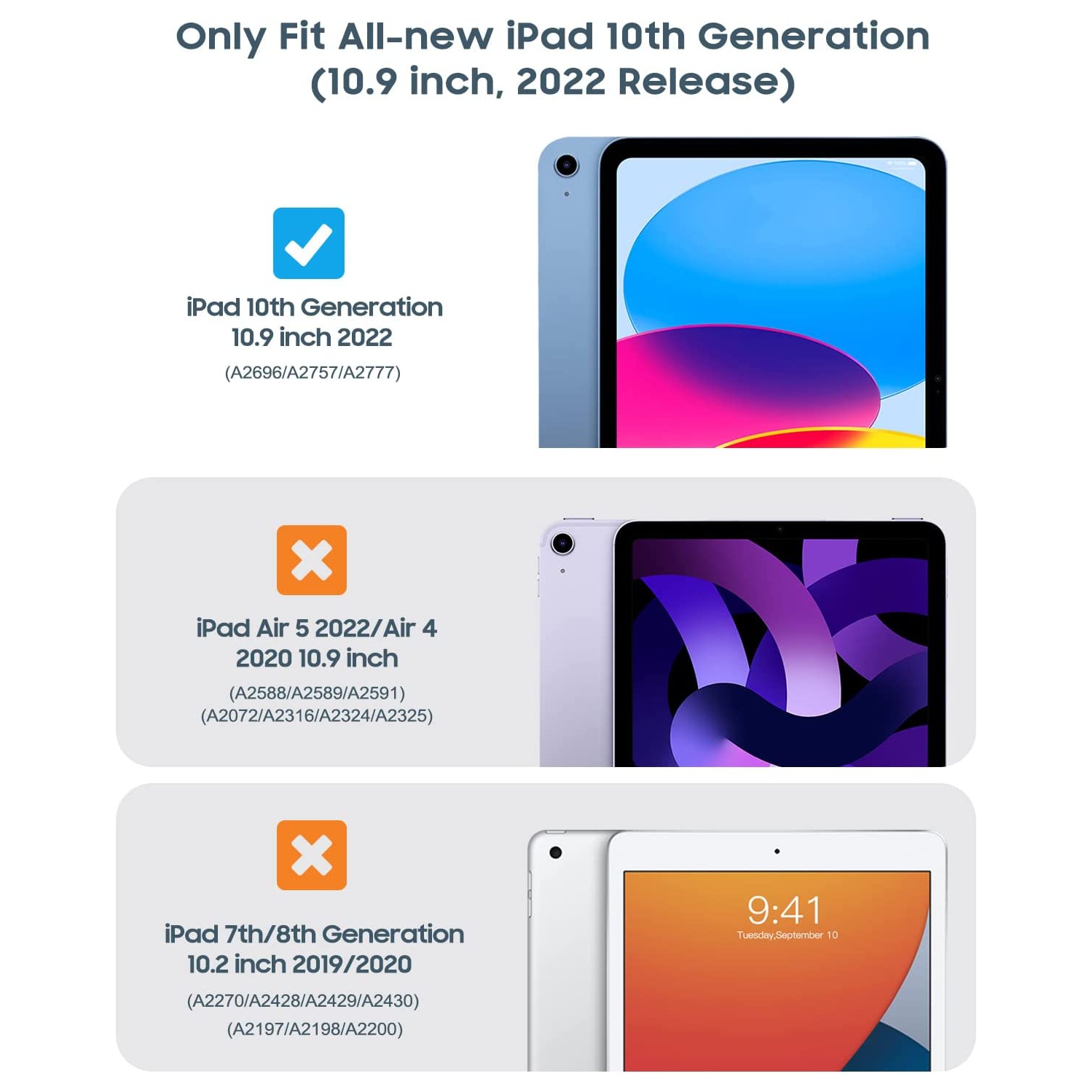 T Rotating Case for iPad 10th Generation 2022, iPad 10.9 inch Case, 90 Degree Rotating Smart Stand Cover for iPad 10, Protective Leather Cover with