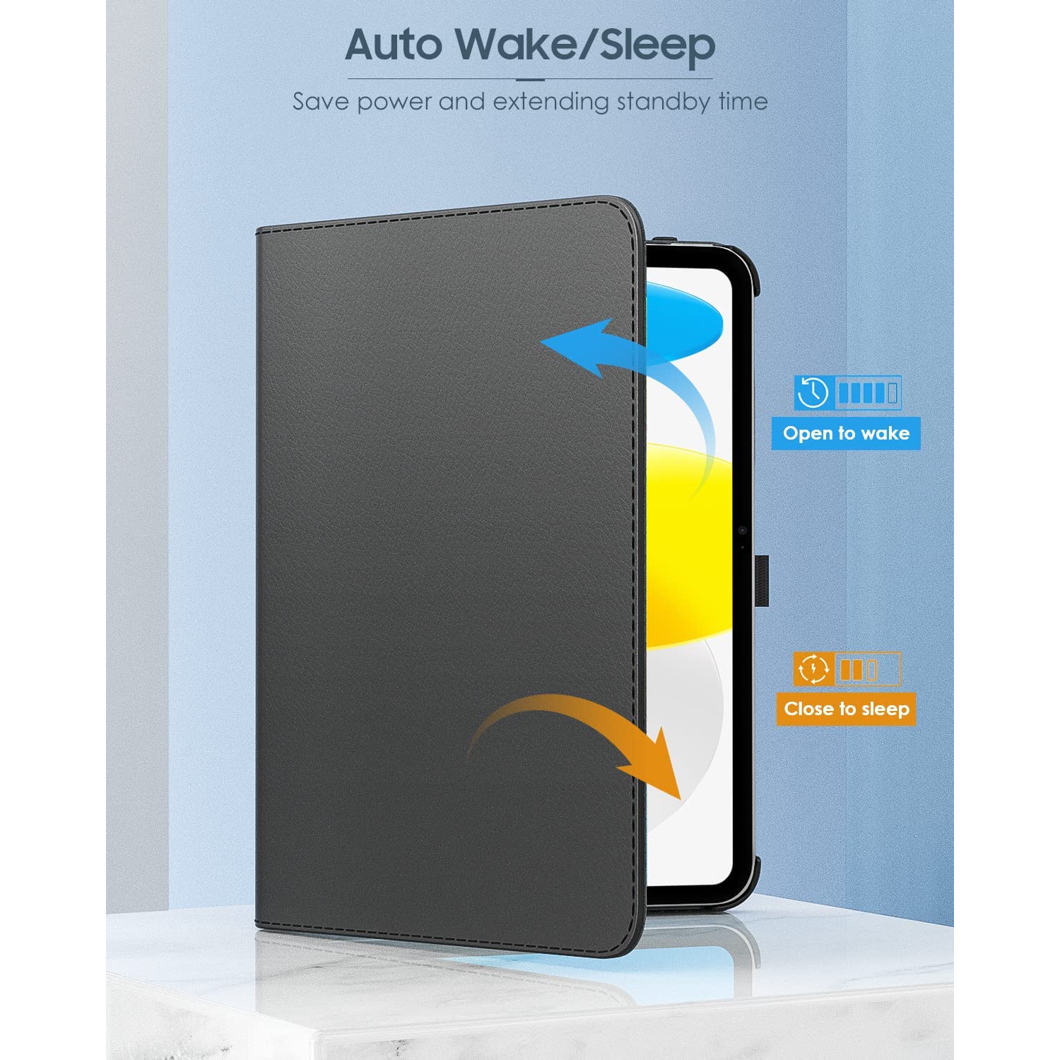 T Rotating Case for iPad 10th Generation 2022, iPad 10.9 inch Case, 90 Degree Rotating Smart Stand Cover for iPad 10, Protective Leather Cover with