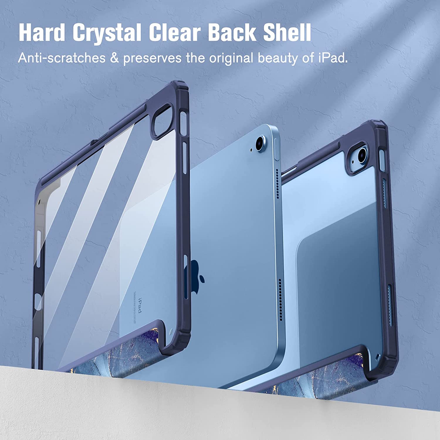 F – Étui mince hybride pour tablette iPad de 10.9 po de 10e génération – [porte-crayon intégré] couvercle antichoc avec coque arrière transparente,