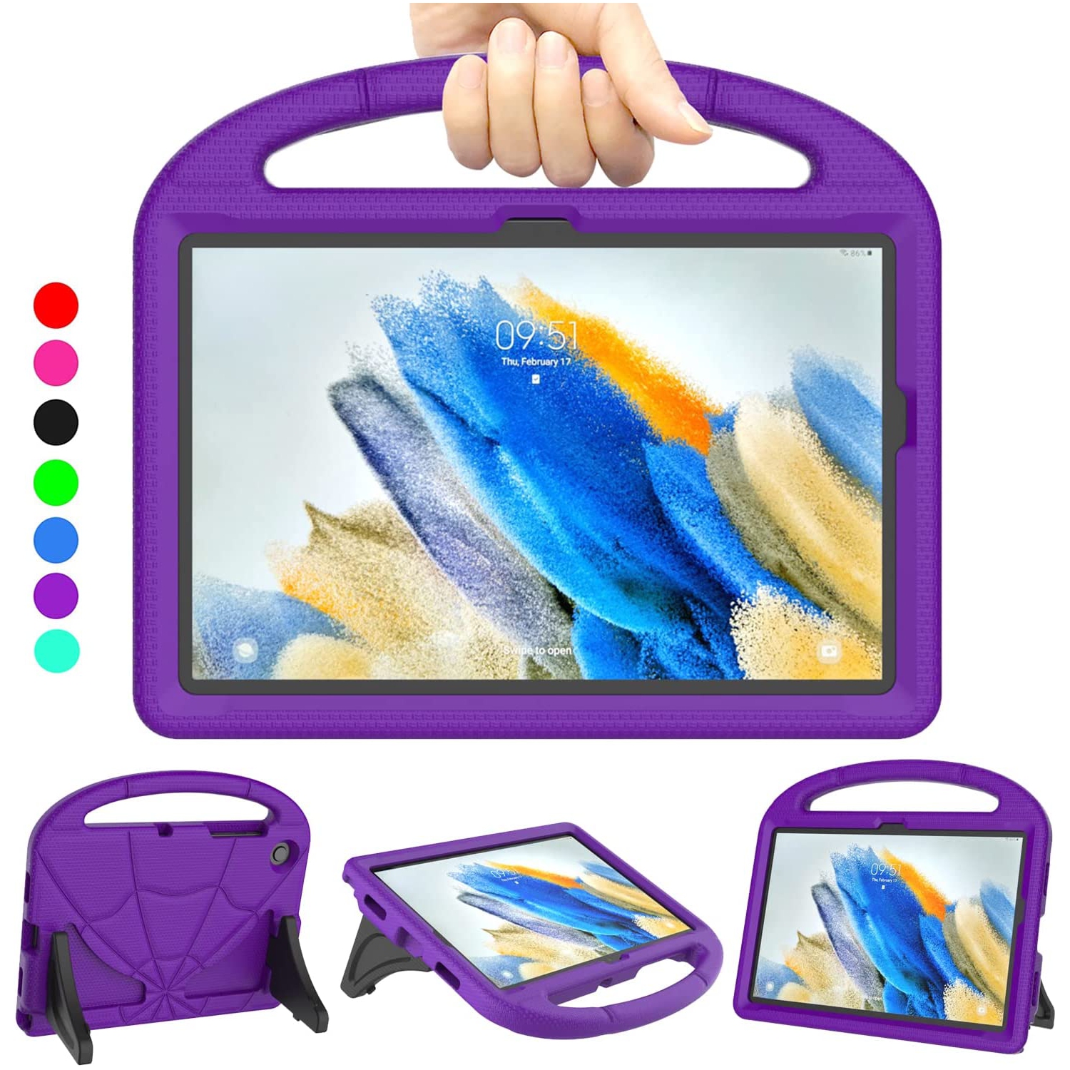 Kids Case for Samsung Galaxy Tab A8 10.5 Inch 2022, L Lightweight Shockproof Kid-Proof Cute Cover with Handle Kickstand for Galaxy Tab A8 10.5 Inch (SM-X200/X205/X207) - Purple
