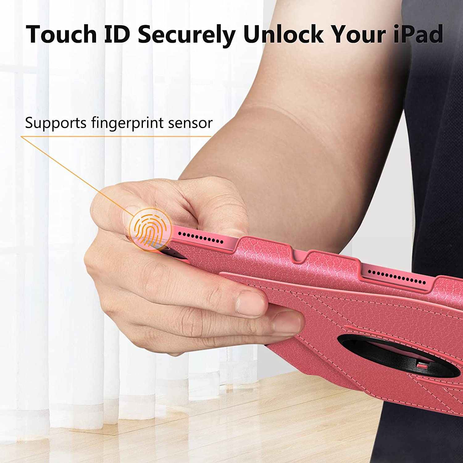 F Rotating Case for iPad 10th Generation 10.9 Inch Tablet with Pencil Holder - 360 Degree Rotating Protective Stand Cover with Auto Sleep/Wake, Pink