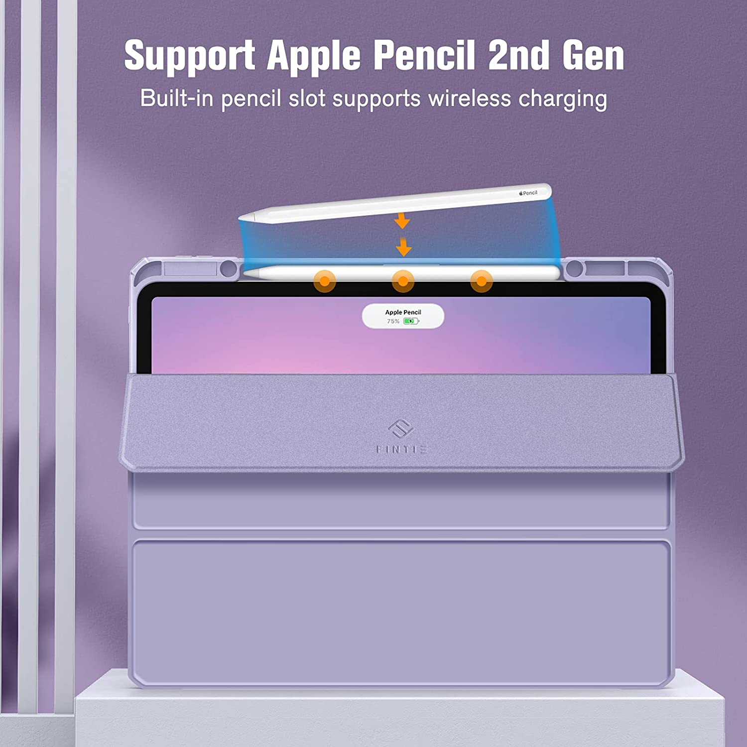 F Hybrid Slim Case for iPad Pro 12.9-inch 6th Generation 2022, [Built-in Pencil Holder] Shockproof Cover w/Clear Transparent Back Shell, Also Fit