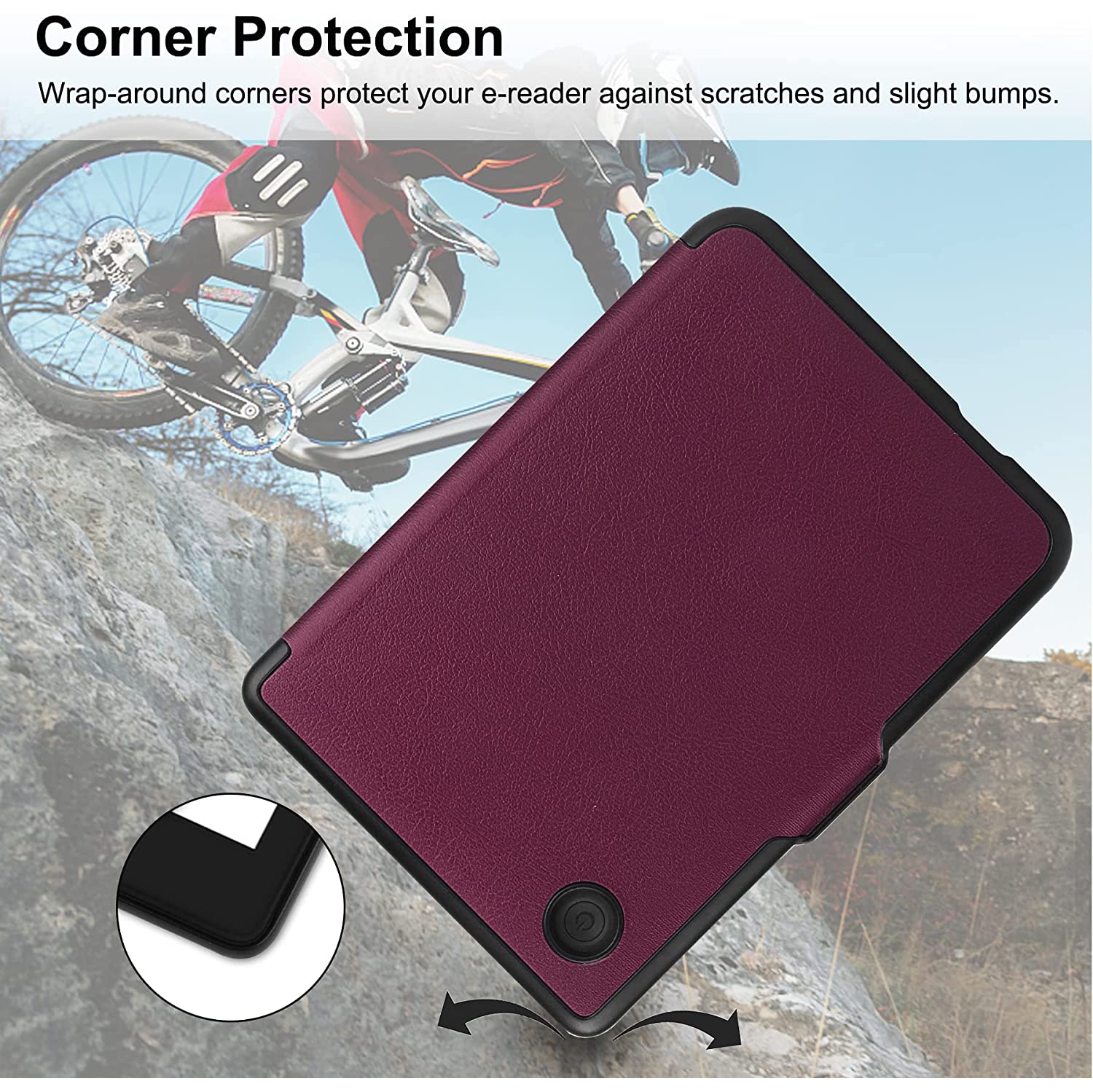 H Bouffe-tout pour 6 Clara 2e 2022 de Kobo, étui cuir pu léger de qualité supérieure avec mise en veille automatique/sortie de veille pour Clara 2e