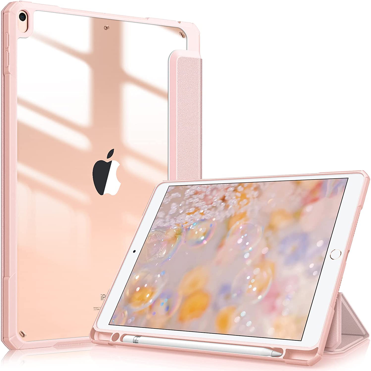 F Hybrid Slim Case for iPad Air 3rd Generation 10.5 2019 / iPad Pro 10.5 Inch 2017 - [Built-in Pencil Holder] Shockproof Cover with Clear Transparent