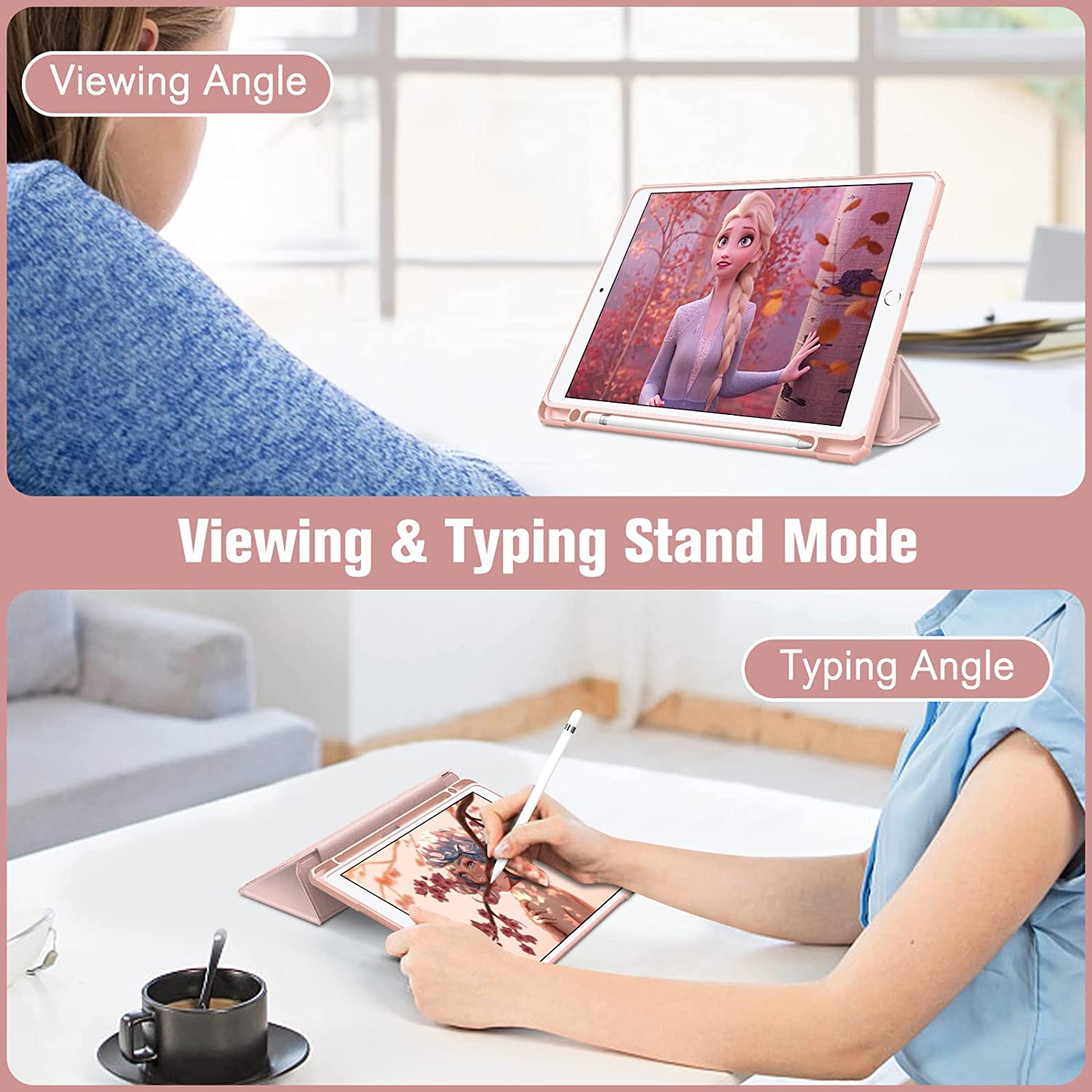 F Hybrid Slim Case for iPad Air 3rd Generation 10.5 2019 / iPad Pro 10.5 Inch 2017 - [Built-in Pencil Holder] Shockproof Cover with Clear Transparent