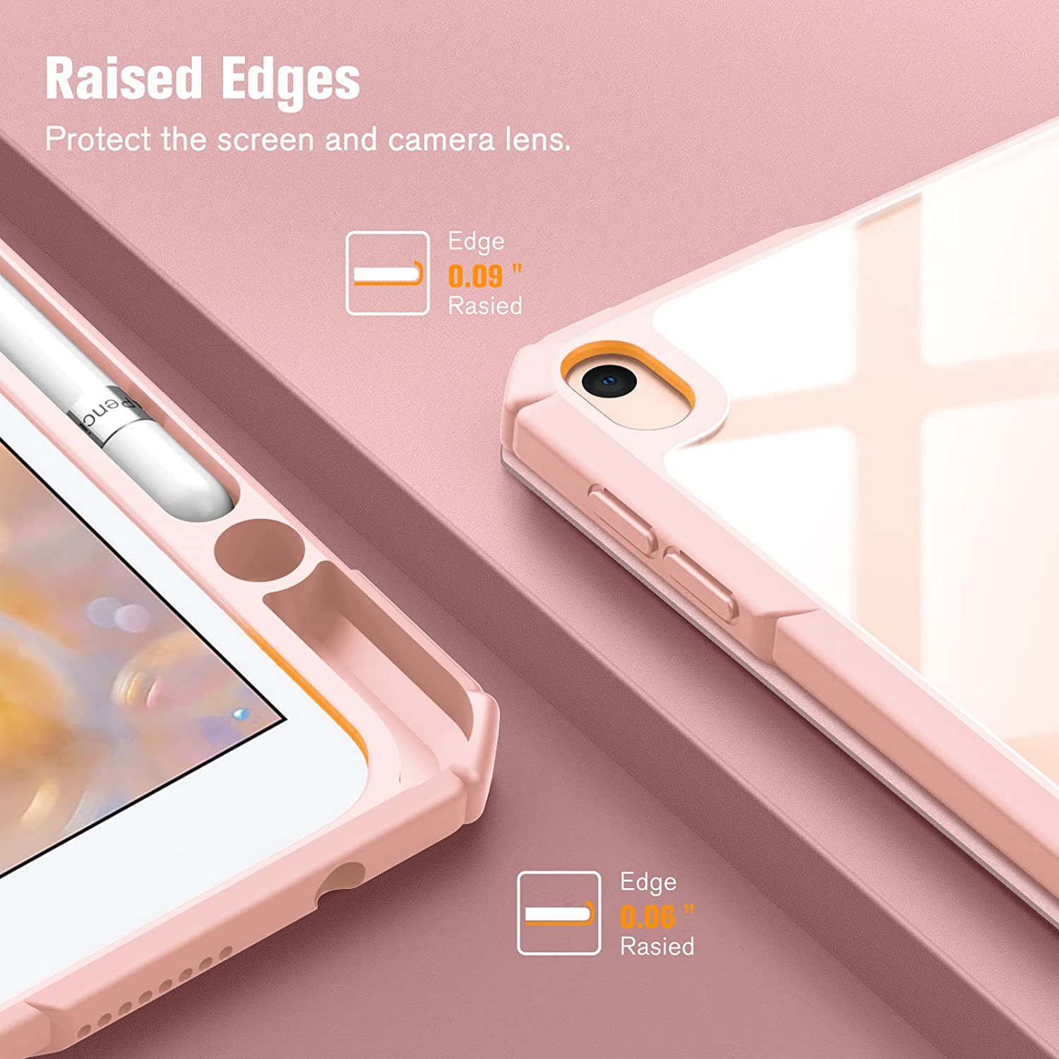 F Hybrid Slim Case for iPad Air 3rd Generation 10.5 2019 / iPad Pro 10.5 Inch 2017 - [Built-in Pencil Holder] Shockproof Cover with Clear Transparent