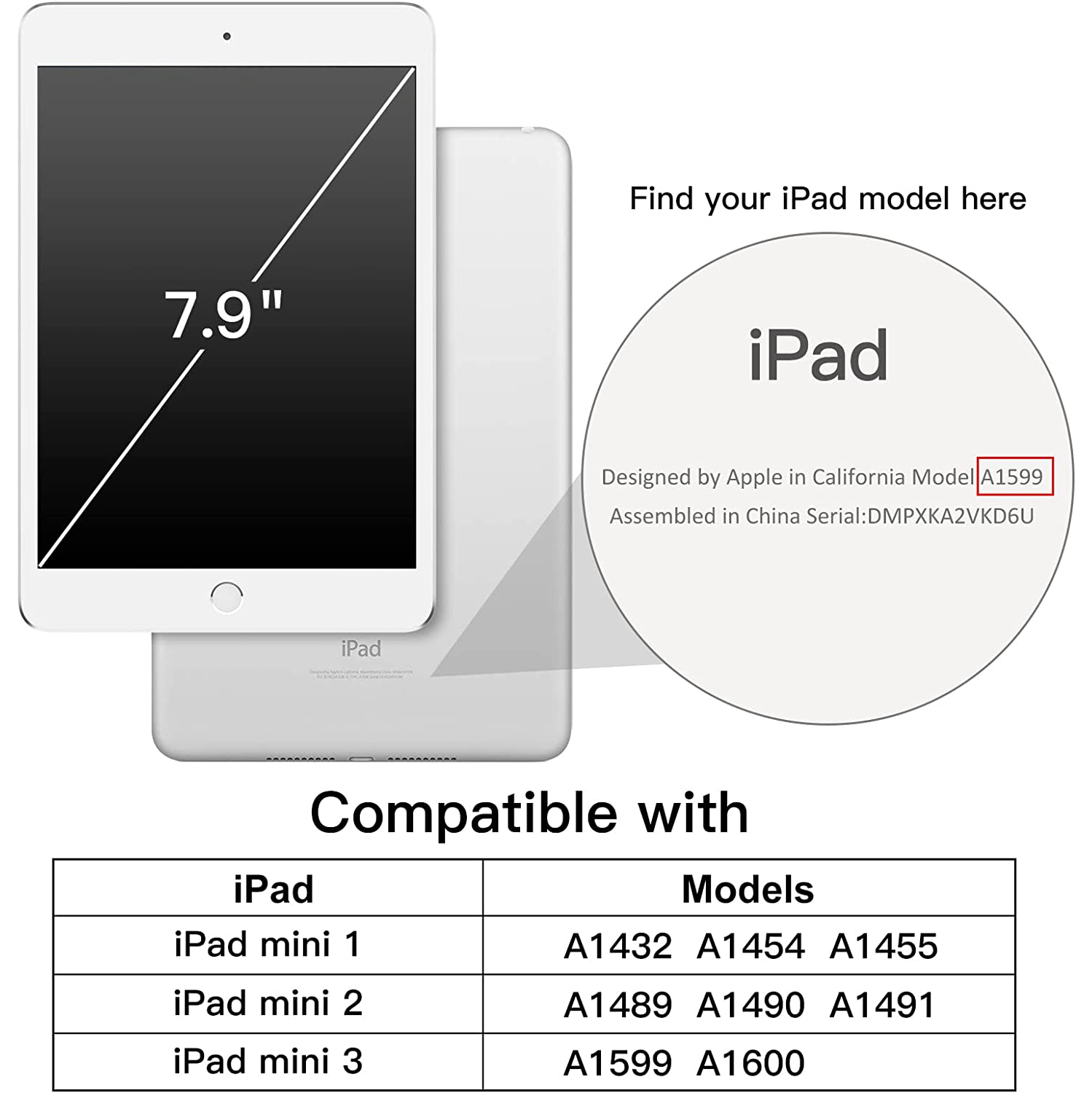 J Case for iPad Mini 1 2 3, Smart Cover with Auto Sleep/Wake (Rose Gold)