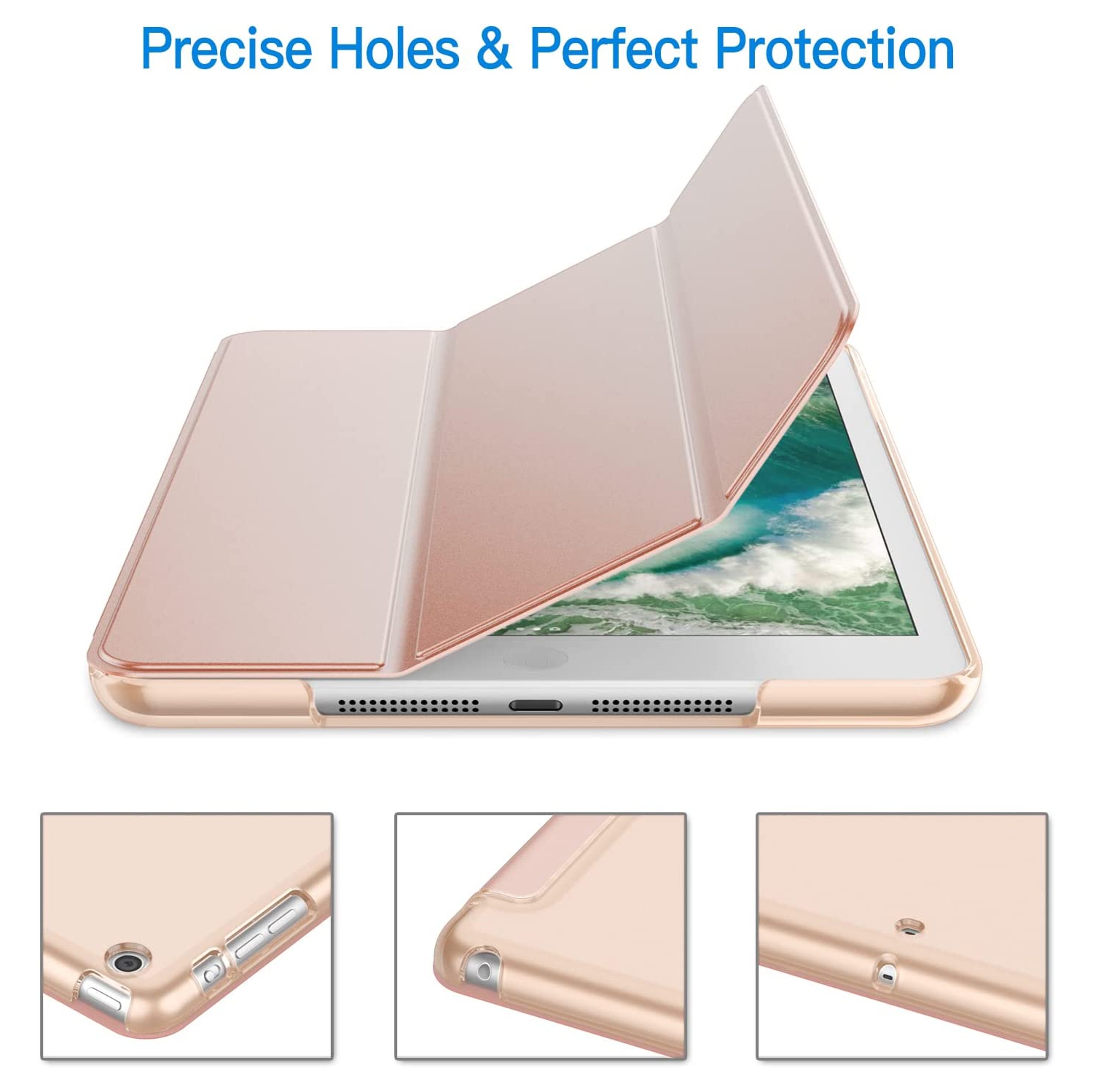 J Case for iPad Mini 1 2 3, Smart Cover with Auto Sleep/Wake (Rose Gold)