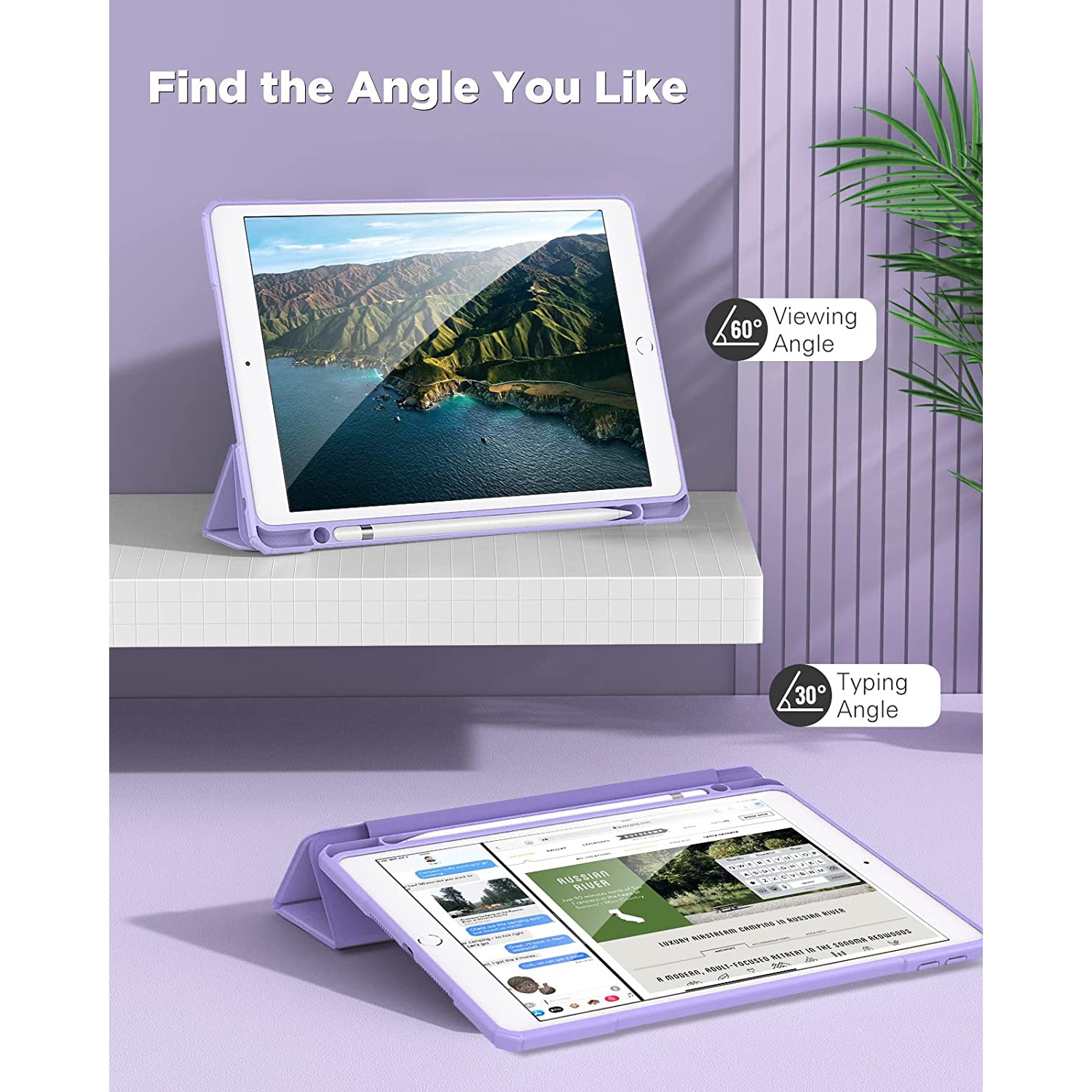 T Case for New iPad 9th Generation 2021/8th Gen 2020/7th Gen 2019 with Pencil Holder, Slim Protective Case with Clear Back Shell & Auto Wake/Sleep