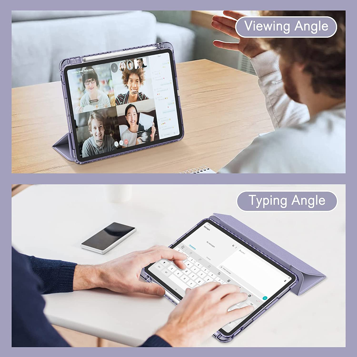 F Hybrid Slim Case for iPad Air 5th Generation / iPad Air 4th Generation (2020) 10.9 Inch - [Built-in Pencil Holder] Shockproof Cover with Clear