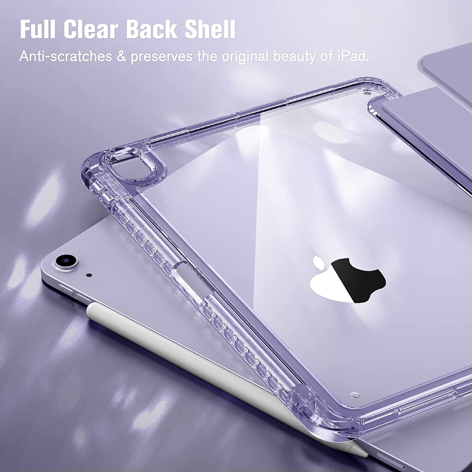 F Hybrid Slim Case for iPad Air 5th Generation / iPad Air 4th Generation (2020) 10.9 Inch - [Built-in Pencil Holder] Shockproof Cover with Clear