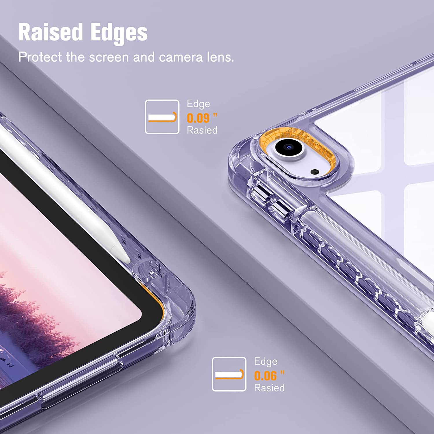 F Hybrid Slim Case for iPad Air 5th Generation / iPad Air 4th Generation (2020) 10.9 Inch - [Built-in Pencil Holder] Shockproof Cover with Clear