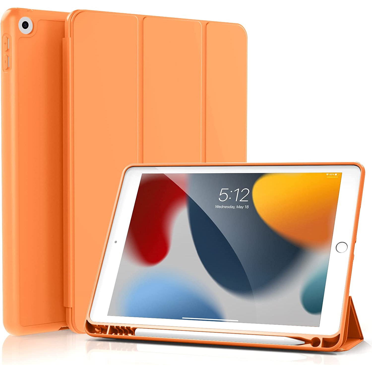 K iPad 10.2 Case for iPad 9th Generation 2021 / iPad 8th Generation 2020 / iPad 7th Gen 2019 with Pencil Holder, Auto Sleep/Wake for Slim Soft Back