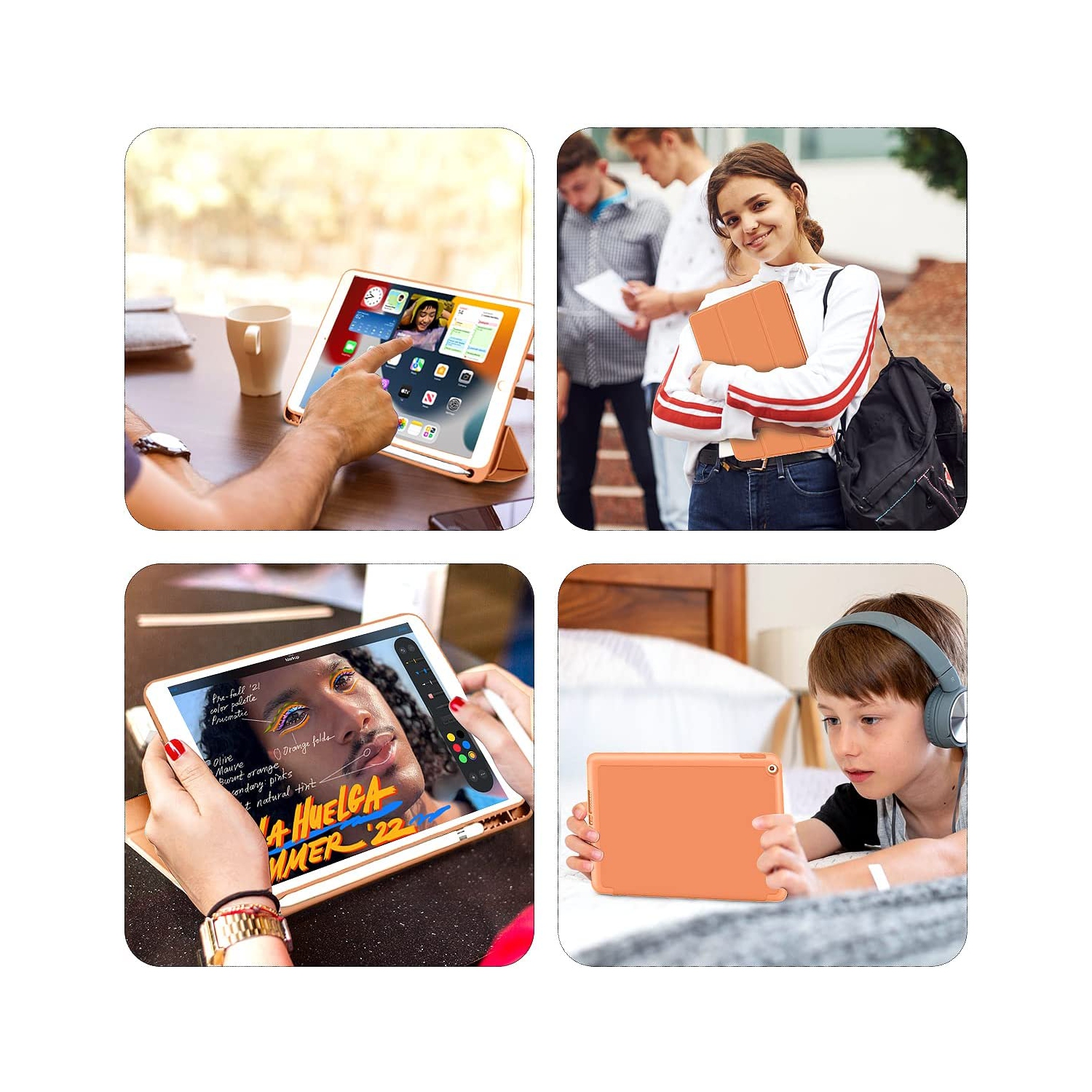 K iPad 10.2 Case for iPad 9th Generation 2021 / iPad 8th Generation 2020 / iPad 7th Gen 2019 with Pencil Holder, Auto Sleep/Wake for Slim Soft Back