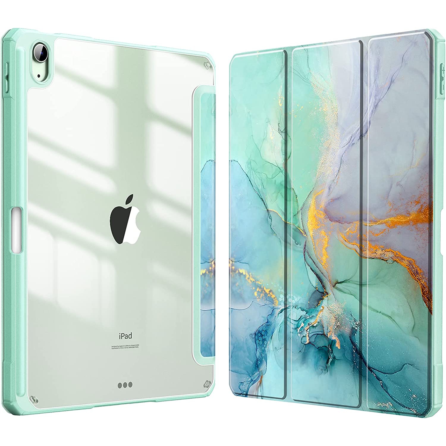 F – Étui mince hybride pour iPad Air 5e génération/iPad Air 4e génération (2020) 10.9 po - [porte-crayon intégré] Étui antichoc avec coque arrière