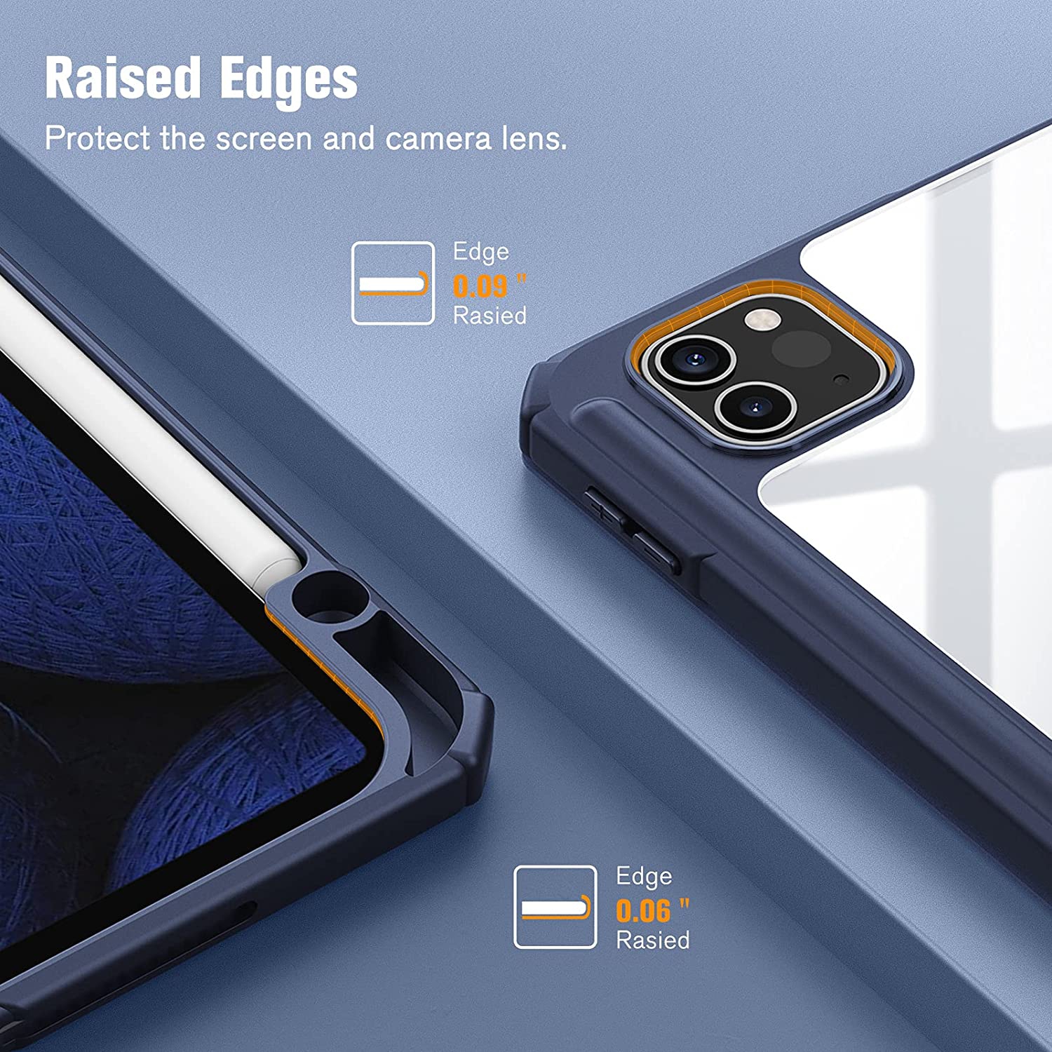 F Hybrid Slim Case for iPad Pro 11-inch 2022/2021 - [Built-in Pencil Holder] Shockproof Cover w/Clear Transparent Back Shell, Also Fit iPad Pro 11