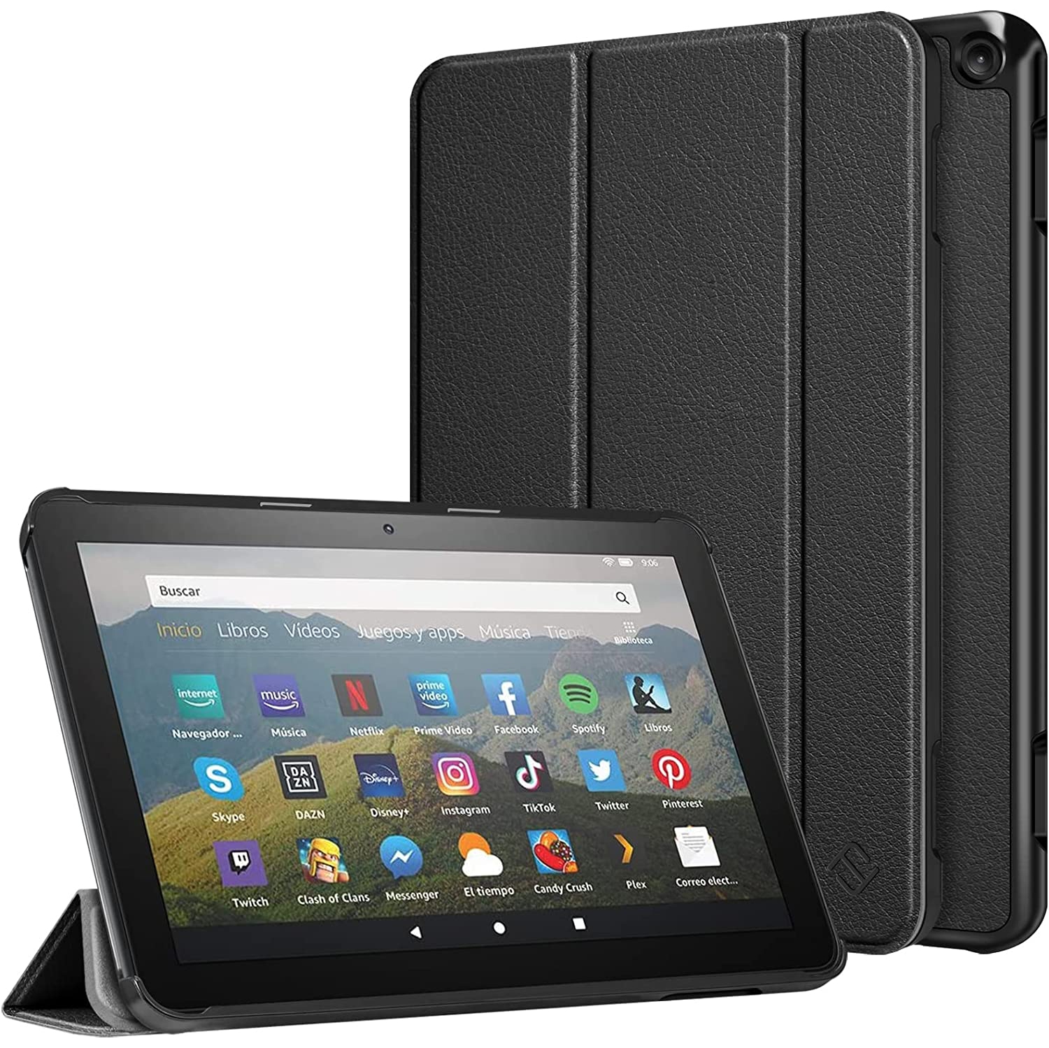 F Slim Case for Kindle Fire HD 8 & Fire HD 8 Plus Tablet (12th Generation 2022 & 10th Generation 2020 Release) - Ultra Lightweight Slim Shell Stand Cover with Auto Wake/Sleep,Black