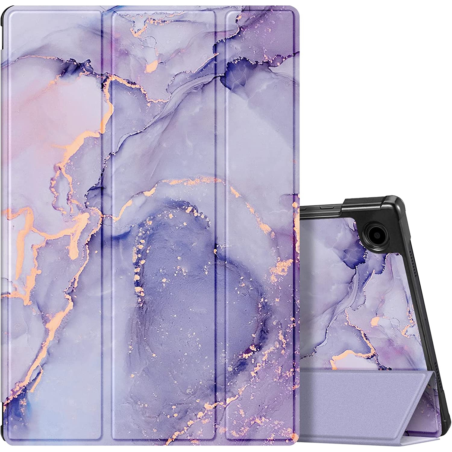 F Slim Case for Samsung Galaxy Tab A8 10.5 Inch 2022 Model (SM-X200/X205/X207), Ultra Thin Lightweight Hard Back Shell Tri-Fold Stand Cover with Auto Wake/Sleep, Lilac Marble