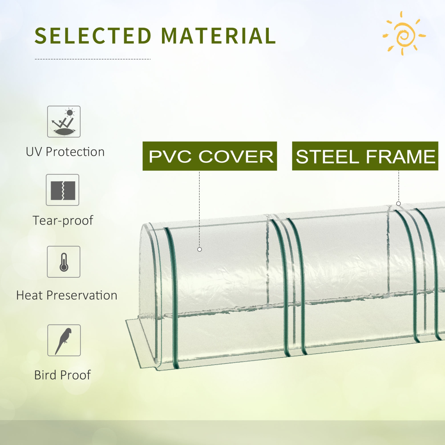 Outsunny – Mini tunnel en plastique, jardin de serre vert, pot de jardinage, pot de plantes portatif, fleurs, cadre en acier, maison chaude,