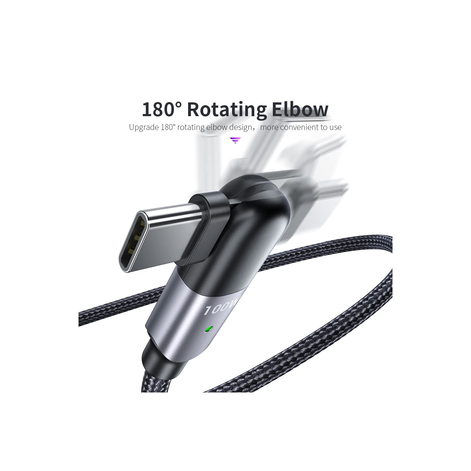 navor 2m 180 ° Rotating Head USB-C to USB-C Charging Cable Compatible for Samsung/Moto/LG Phones, Compatible for PS5/Xbox X/S Controller/Switch Pro,