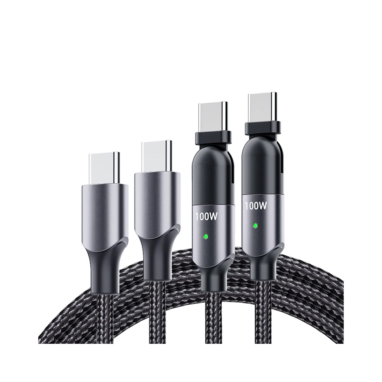 navor 2-Pack 2m 180 ° Rotating Head USB-C to USB-C Charging Cable Compatible for Samsung/Moto/LG Phones, Compatible for PS5/Xbox X/S