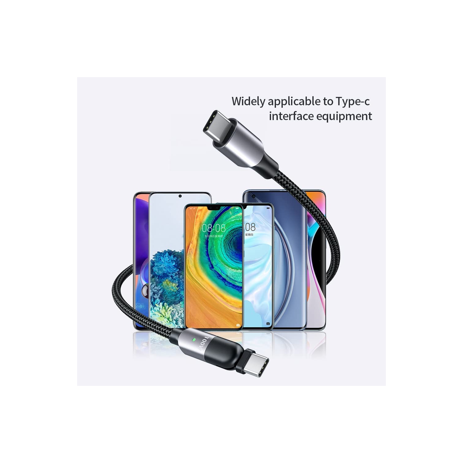 navor 2-Pack 2m 180 ° Rotating Head USB-C to USB-C Charging Cable Compatible for Samsung/Moto/LG Phones, Compatible for PS5/Xbox X/S