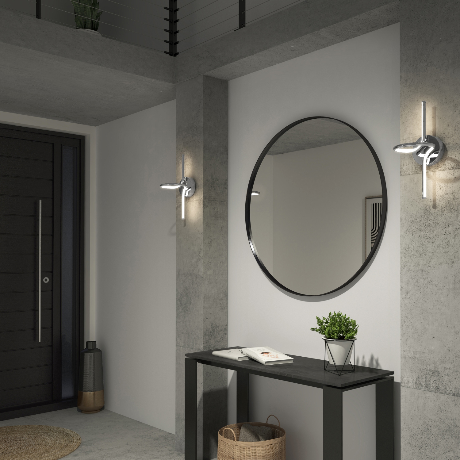 Swirl Modern Sconce Light, Chrome