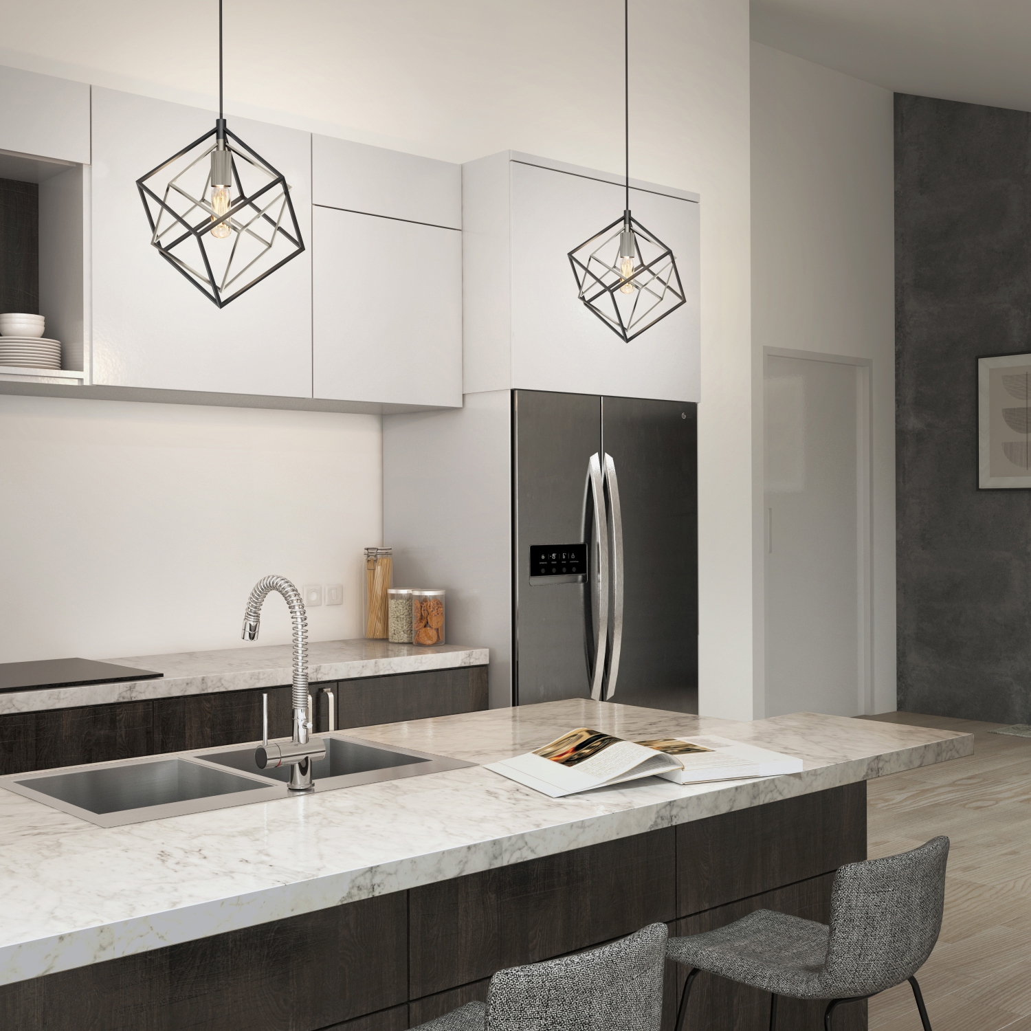 Artika Imperium luminaire suspendu moderne noir et nickel brossé